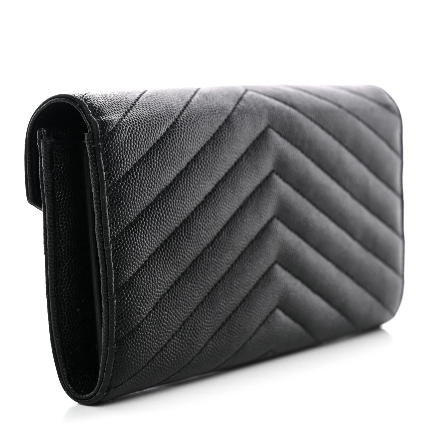 Grain De Poudre Matelasse Chevron Monogram Flap Wallet Black - Image 3