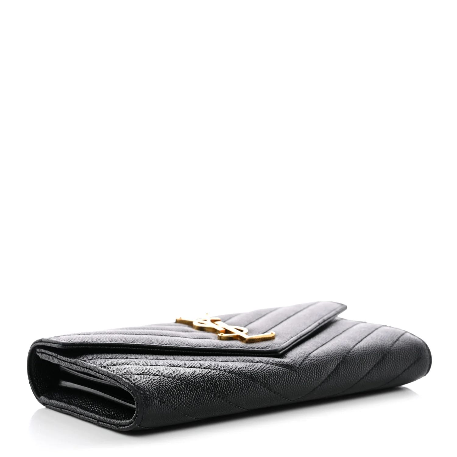Grain De Poudre Matelasse Chevron Monogram Flap Wallet Black - Image 4
