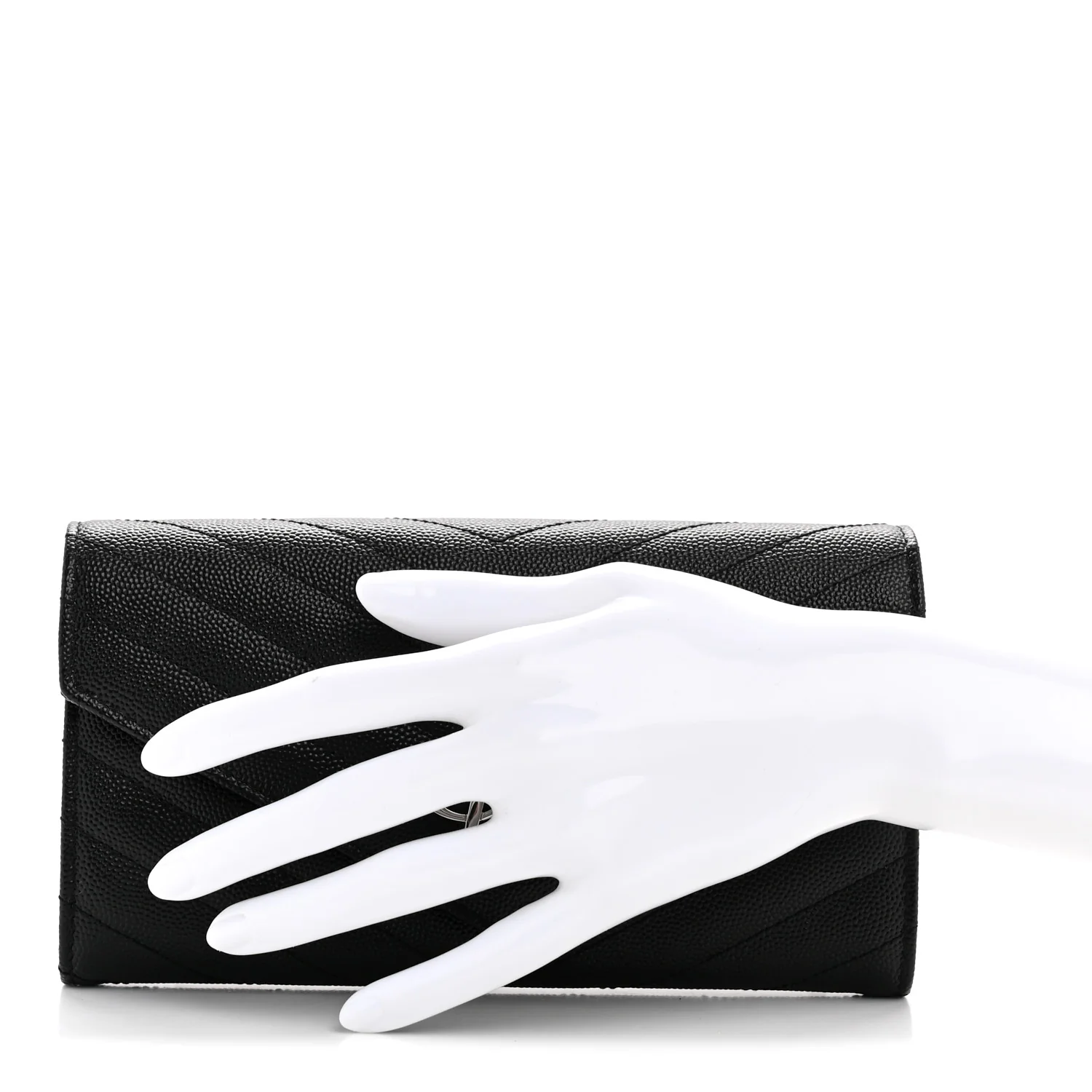 Grain De Poudre Matelasse Chevron Monogram Flap Wallet Black - Image 2