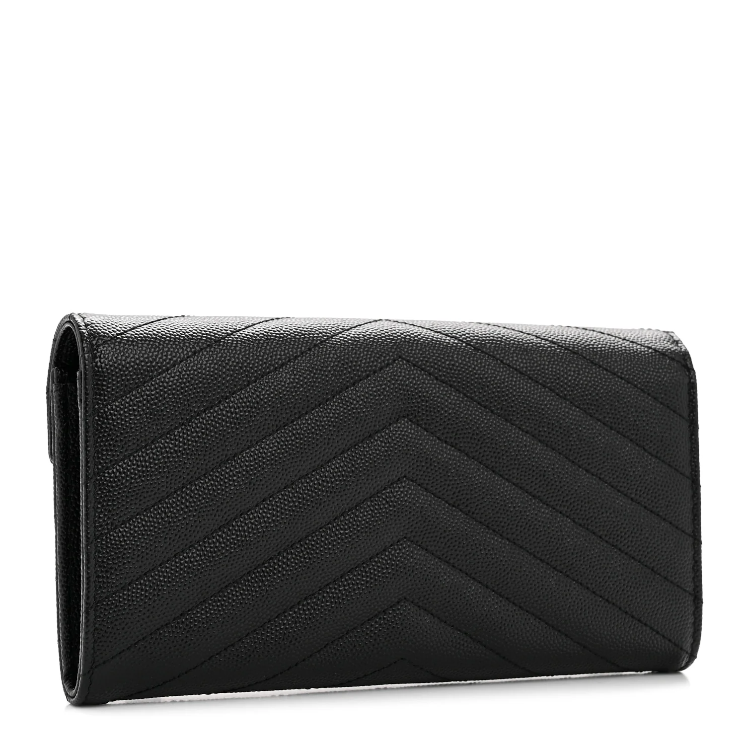 Grain De Poudre Matelasse Chevron Monogram Flap Wallet Black - Image 3