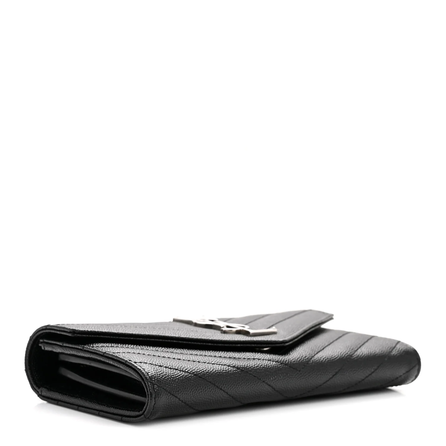 Grain De Poudre Matelasse Chevron Monogram Flap Wallet Black - Image 4