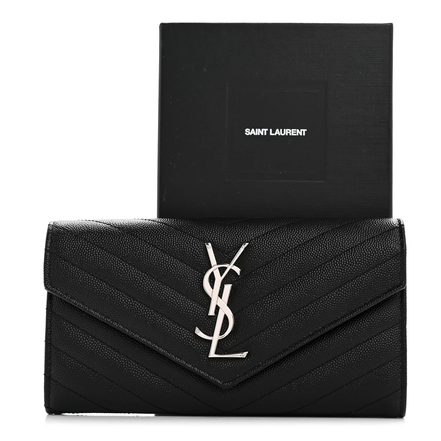 Grain De Poudre Matelasse Chevron Monogram Flap Wallet Black - Image 8