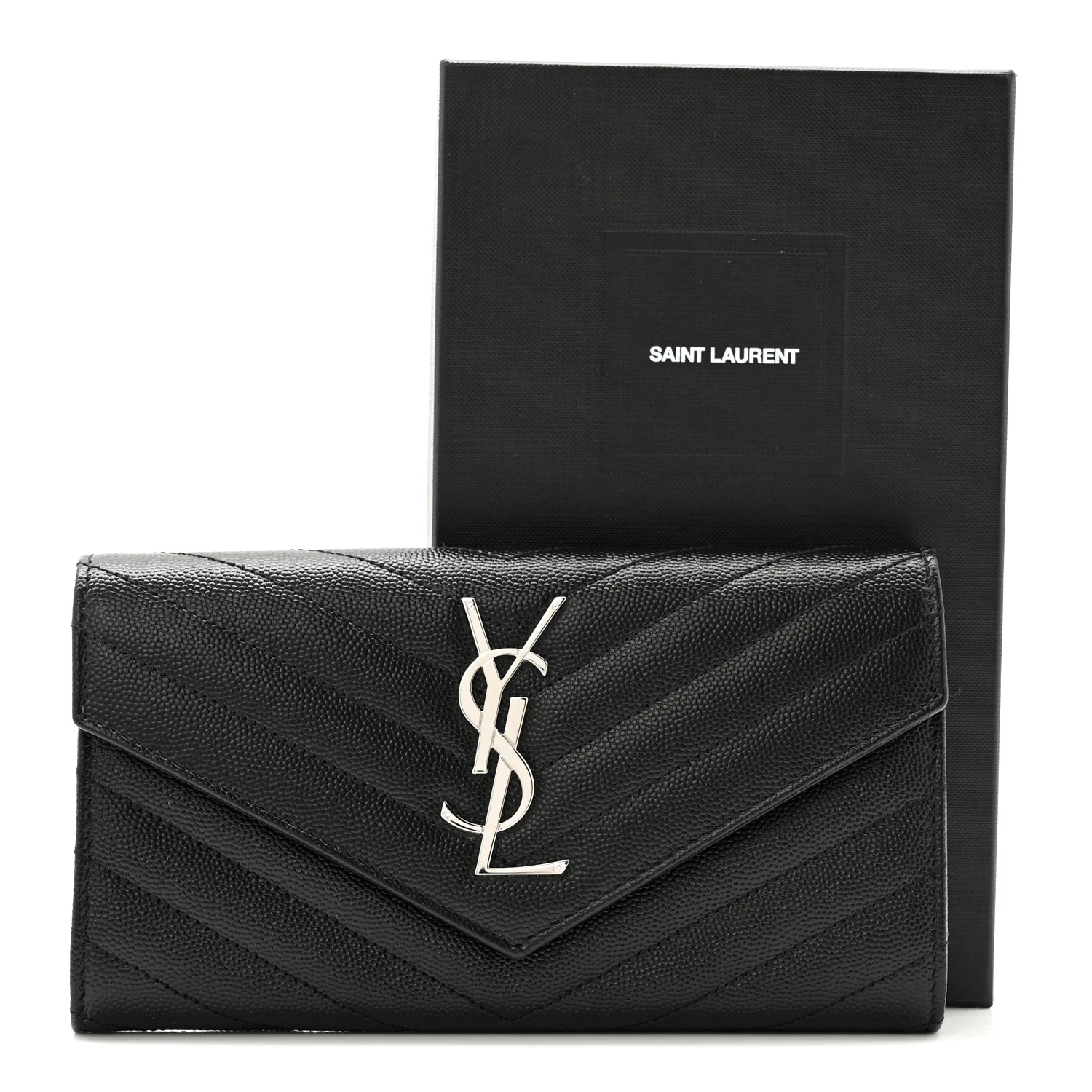 Grain De Poudre Matelasse Chevron Monogram Flap Wallet Black - Image 17