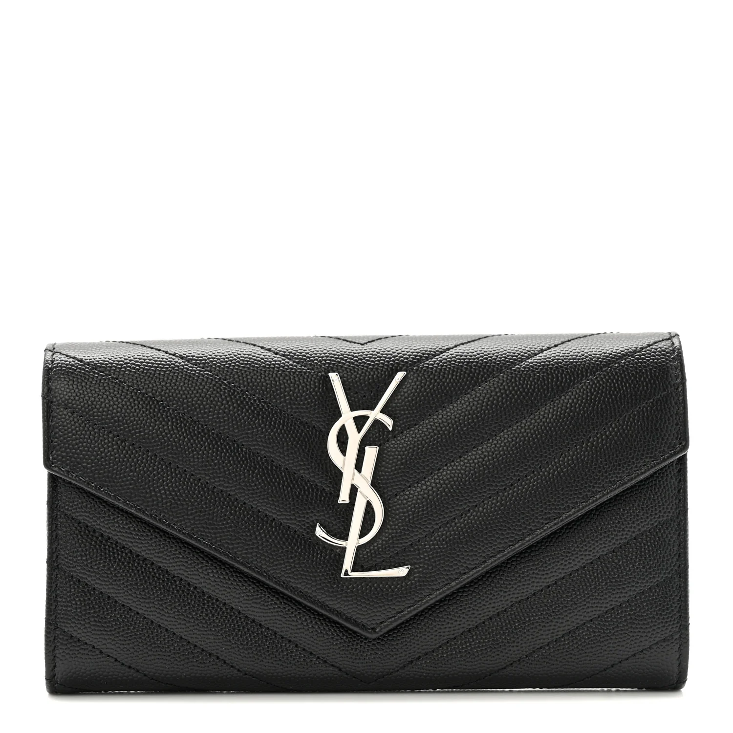 Grain De Poudre Matelasse Chevron Monogram Flap Wallet Black - Image 2