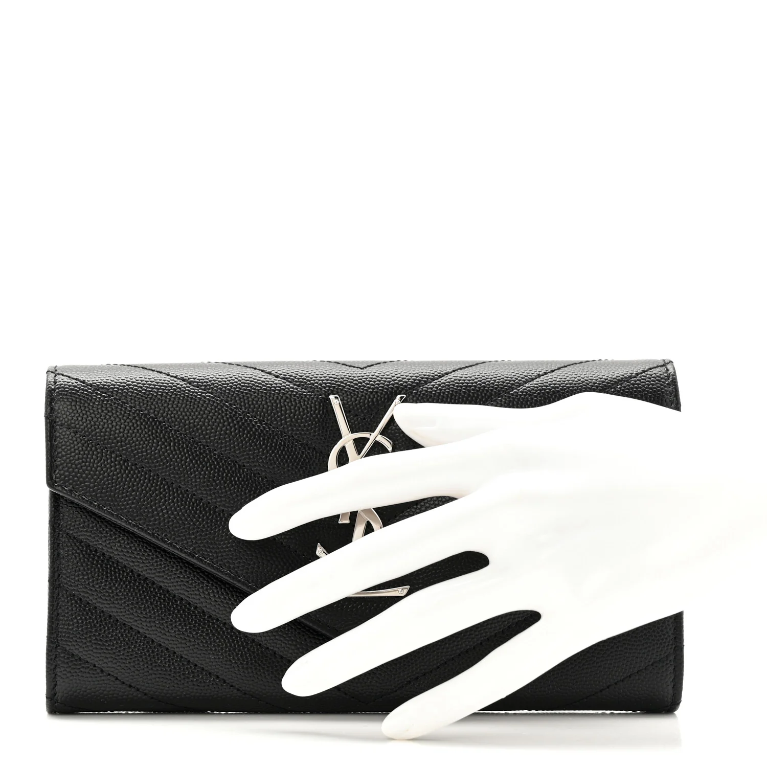 Grain De Poudre Matelasse Chevron Monogram Flap Wallet Black - Image 3