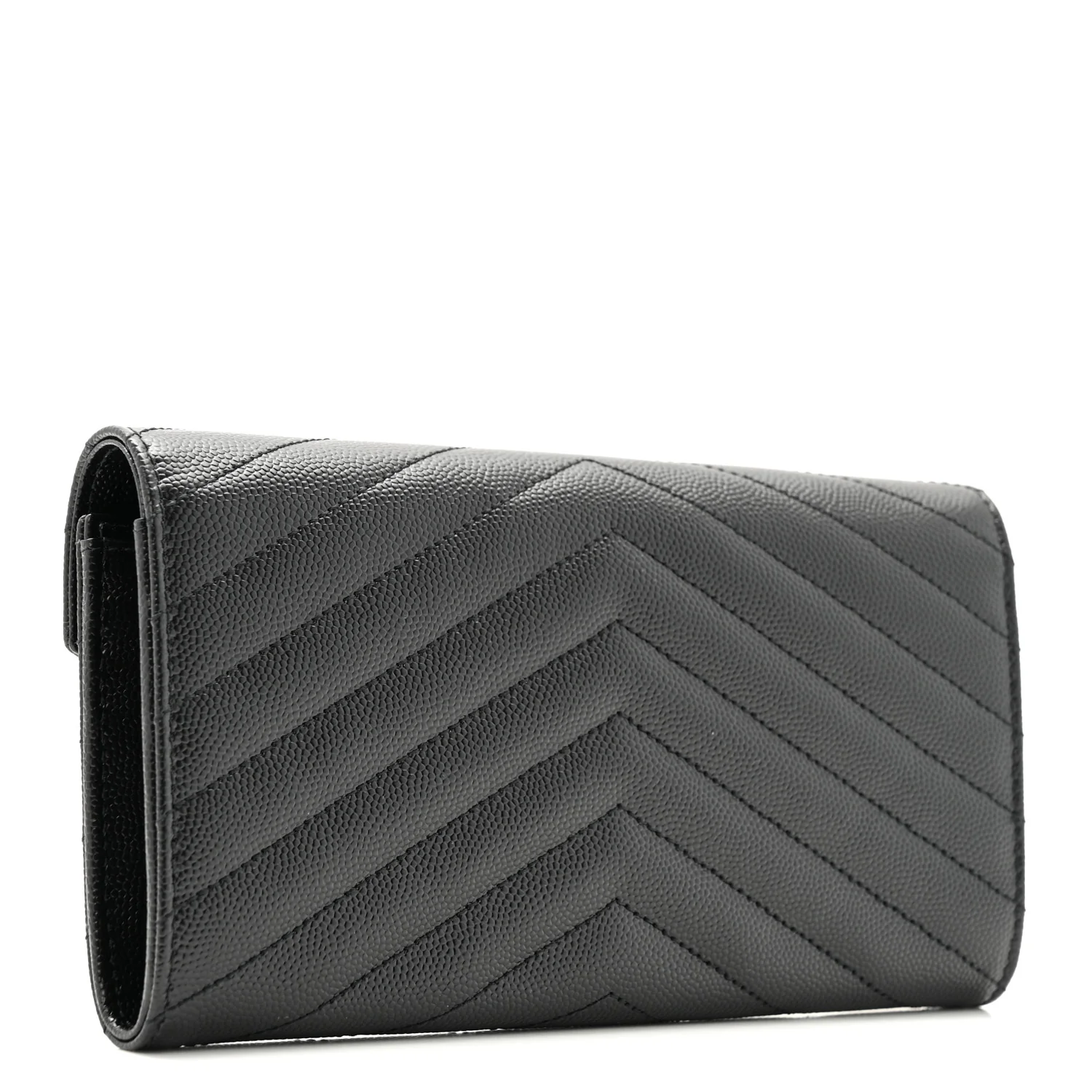 Grain De Poudre Matelasse Chevron Monogram Flap Wallet Black - Image 5