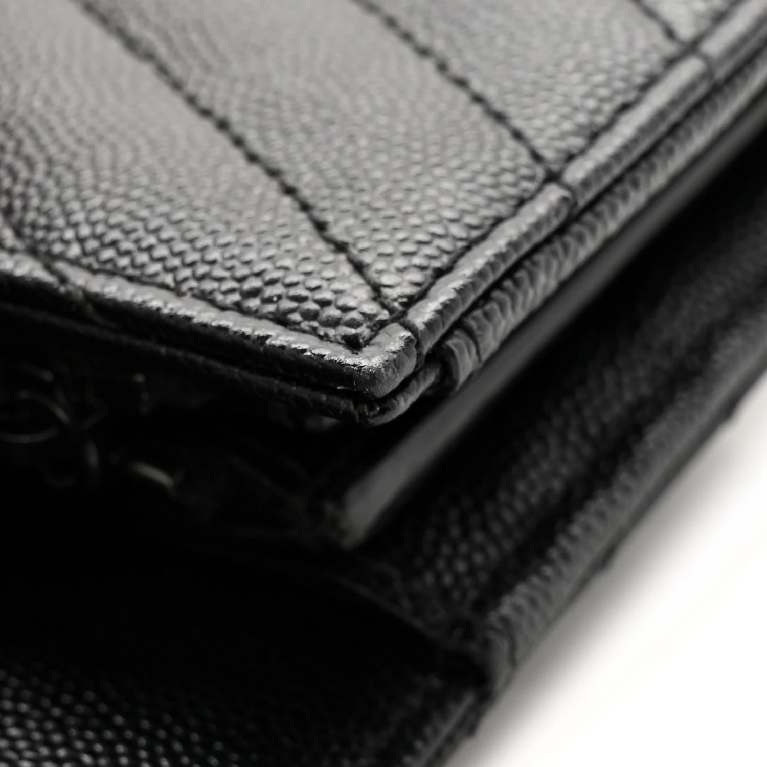 Grain De Poudre Matelasse Chevron Monogram Flap Wallet Black - Image 10