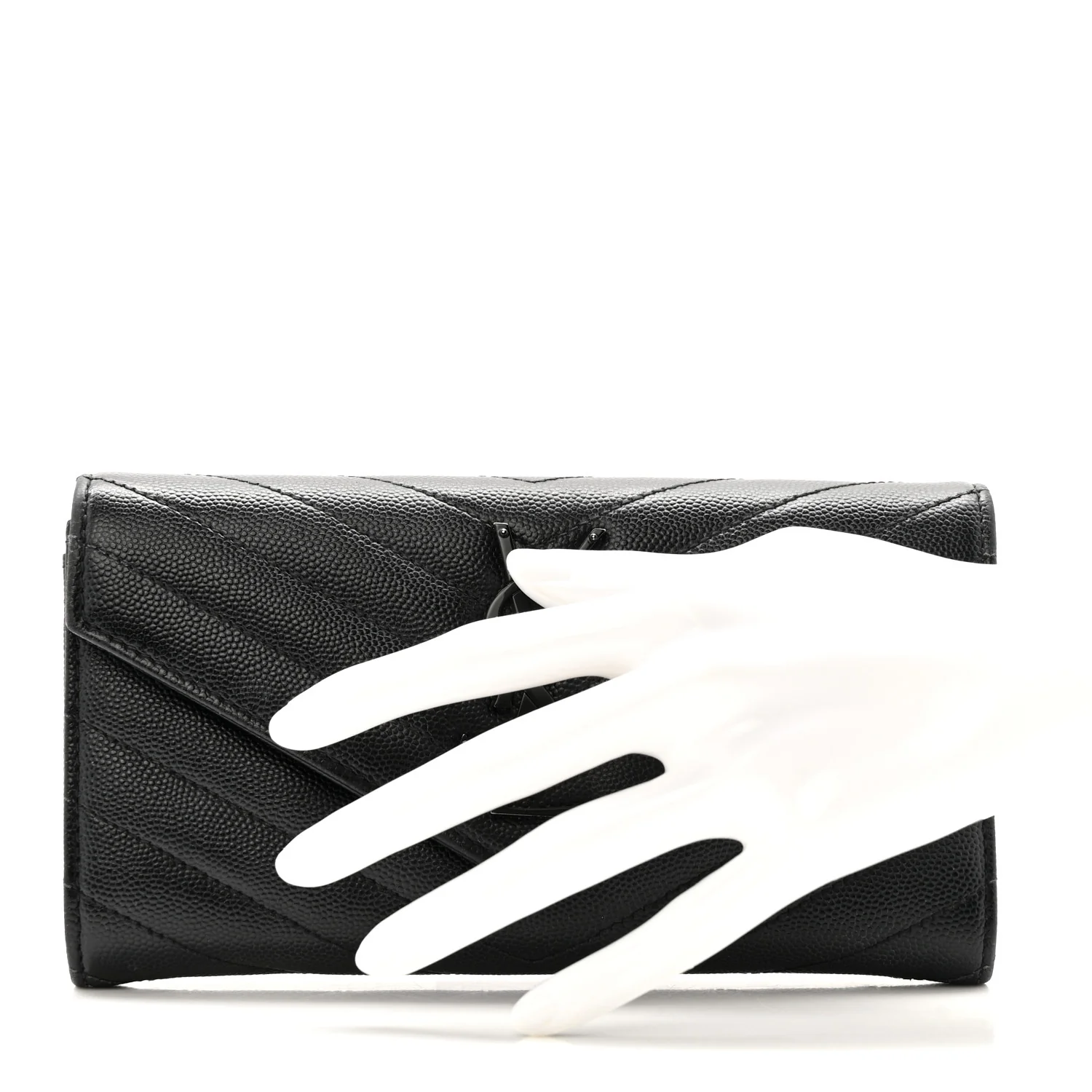 Grain De Poudre Matelasse Chevron Monogram Flap Wallet Black - Image 2