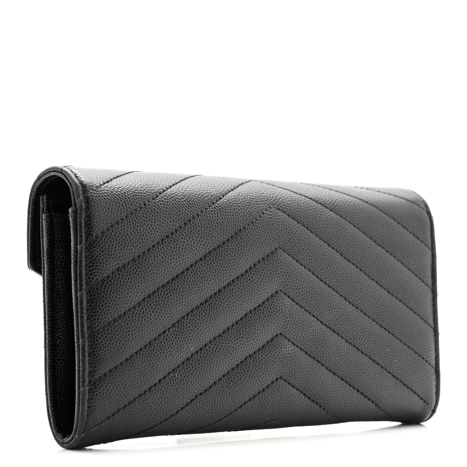 Grain De Poudre Matelasse Chevron Monogram Flap Wallet Black - Image 3