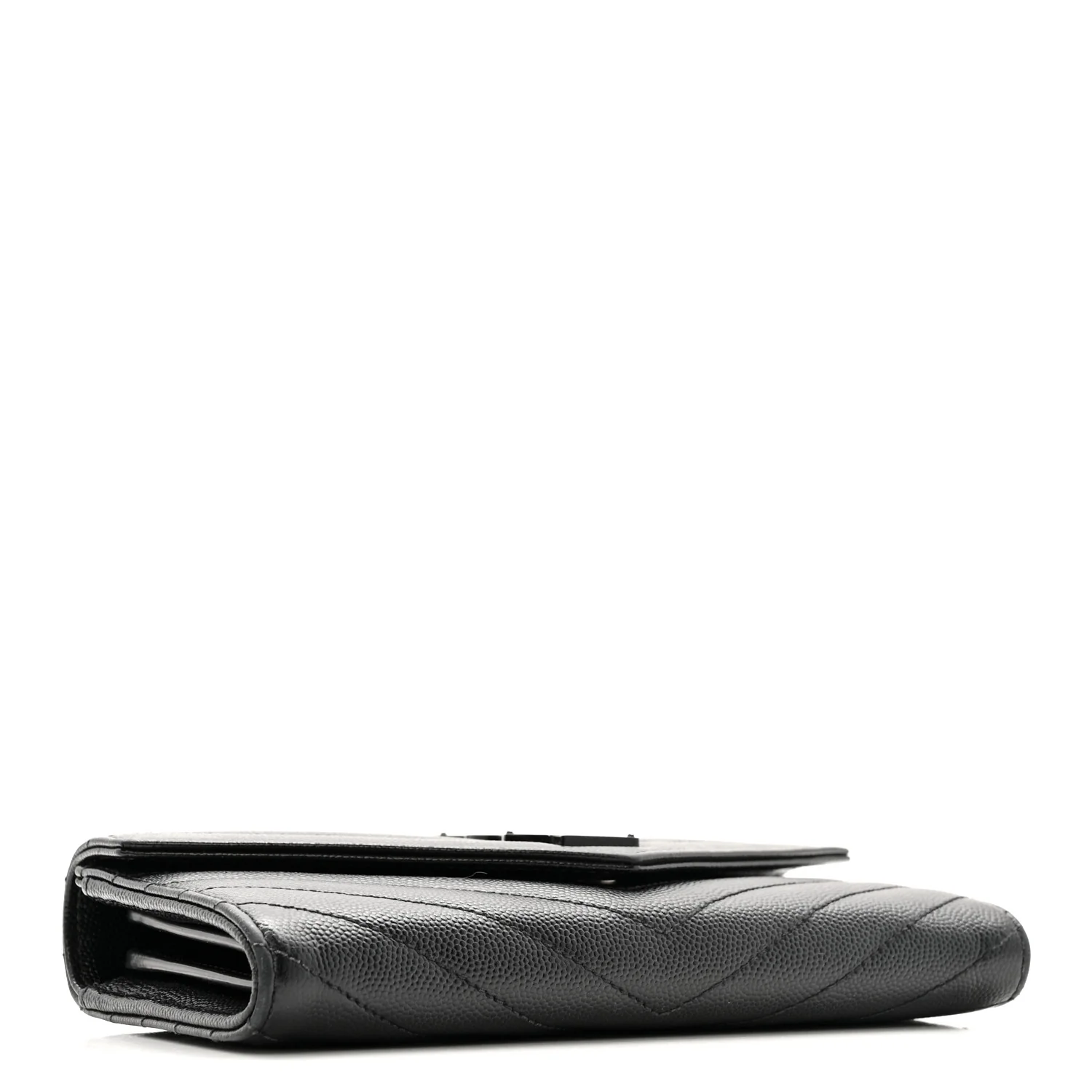 Grain De Poudre Matelasse Chevron Monogram Flap Wallet Black - Image 4
