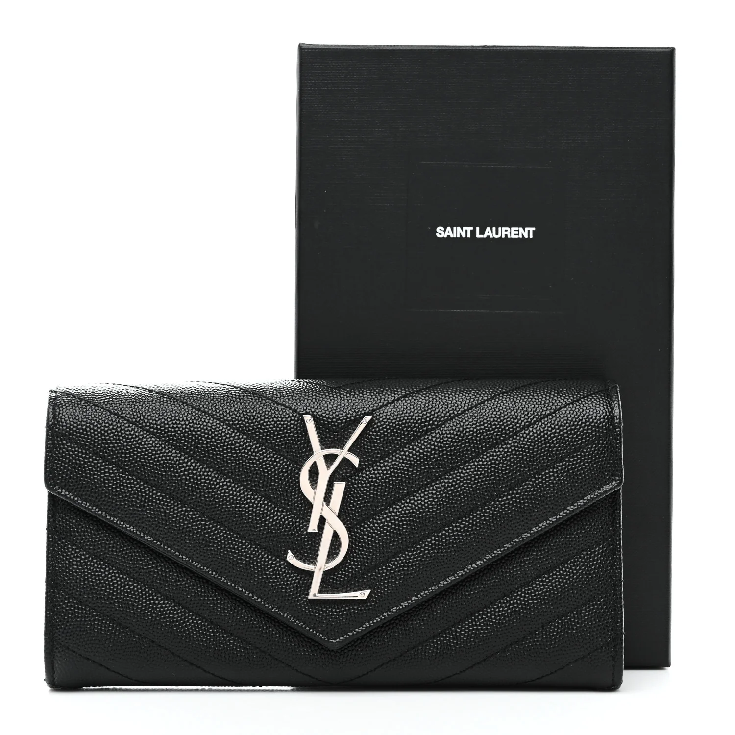 Grain De Poudre Matelasse Chevron Monogram Flap Wallet Black - Image 7