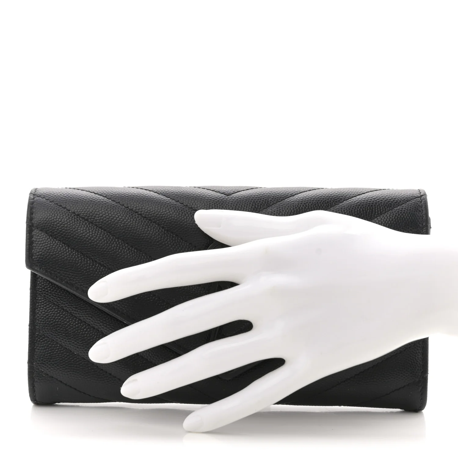 Grain De Poudre Matelasse Chevron Monogram Flap Wallet Black - Image 2