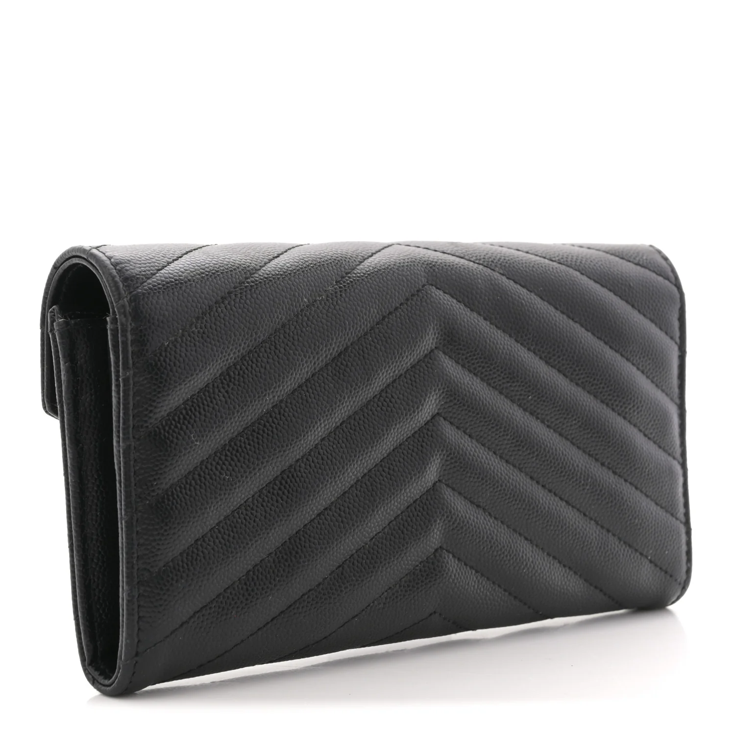 Grain De Poudre Matelasse Chevron Monogram Flap Wallet Black - Image 3