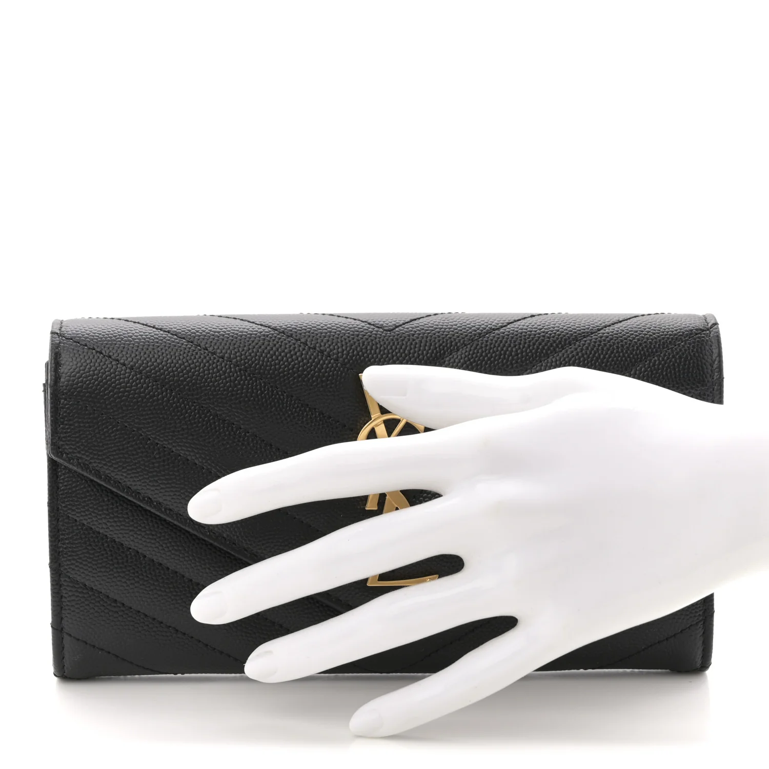 Grain De Poudre Matelasse Chevron Monogram Flap Wallet Black - Image 2
