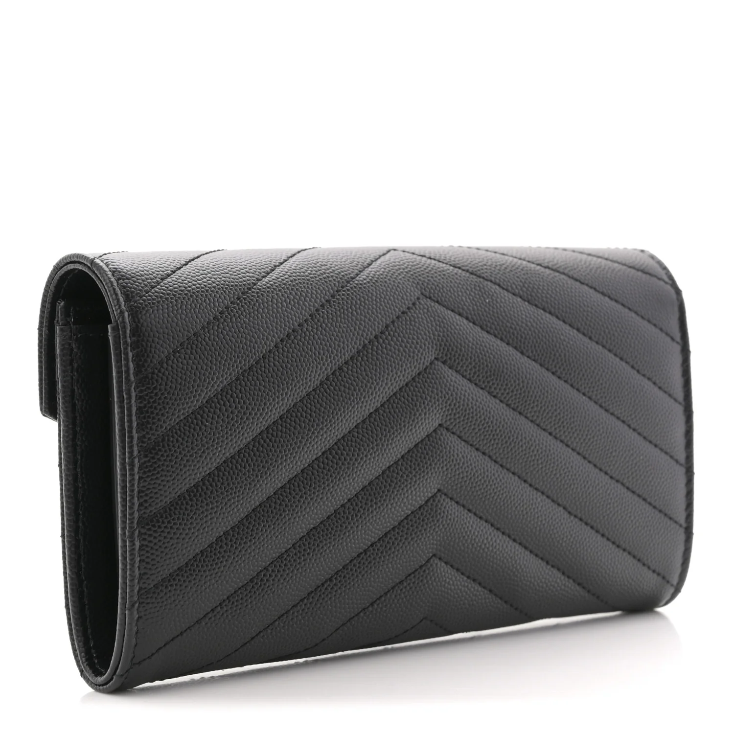 Grain De Poudre Matelasse Chevron Monogram Flap Wallet Black - Image 3