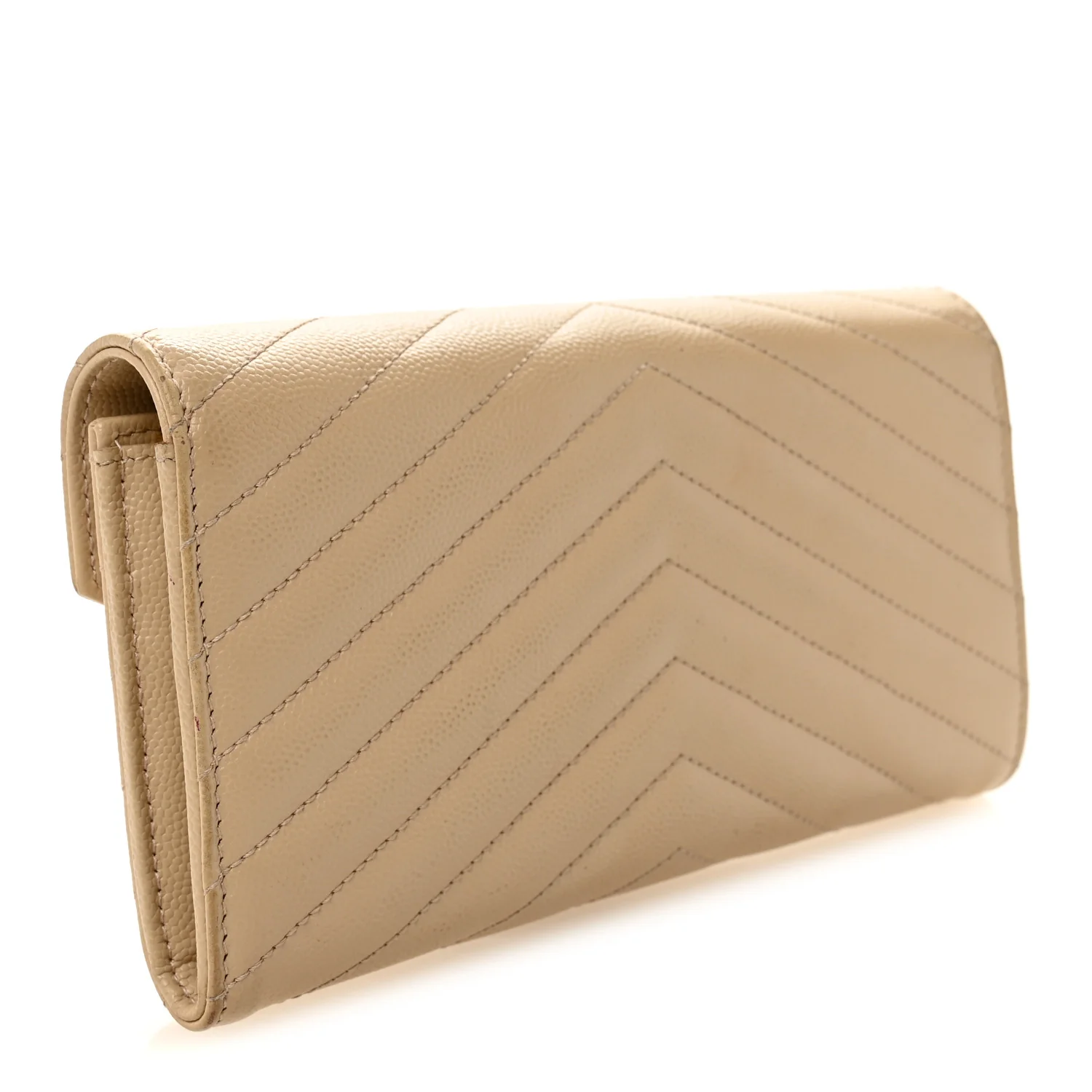 Grain De Poudre Matelasse Chevron Monogram Flap Wallet Dark Beige - Image 2