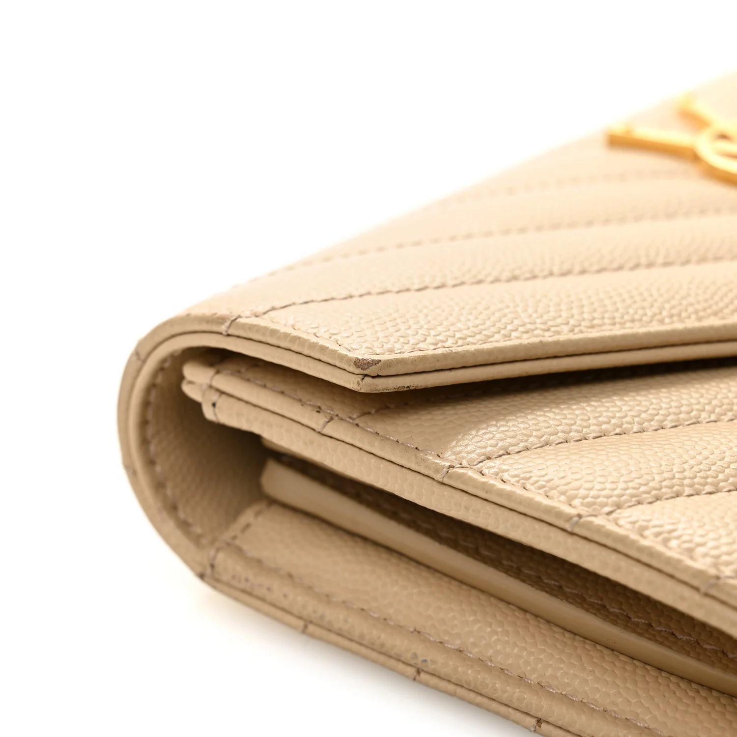 Grain De Poudre Matelasse Chevron Monogram Flap Wallet Dark Beige - Image 7