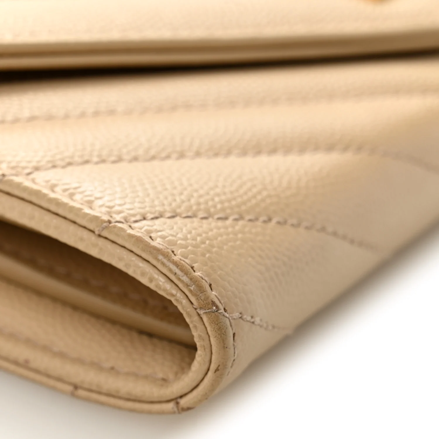 Grain De Poudre Matelasse Chevron Monogram Flap Wallet Dark Beige - Image 8