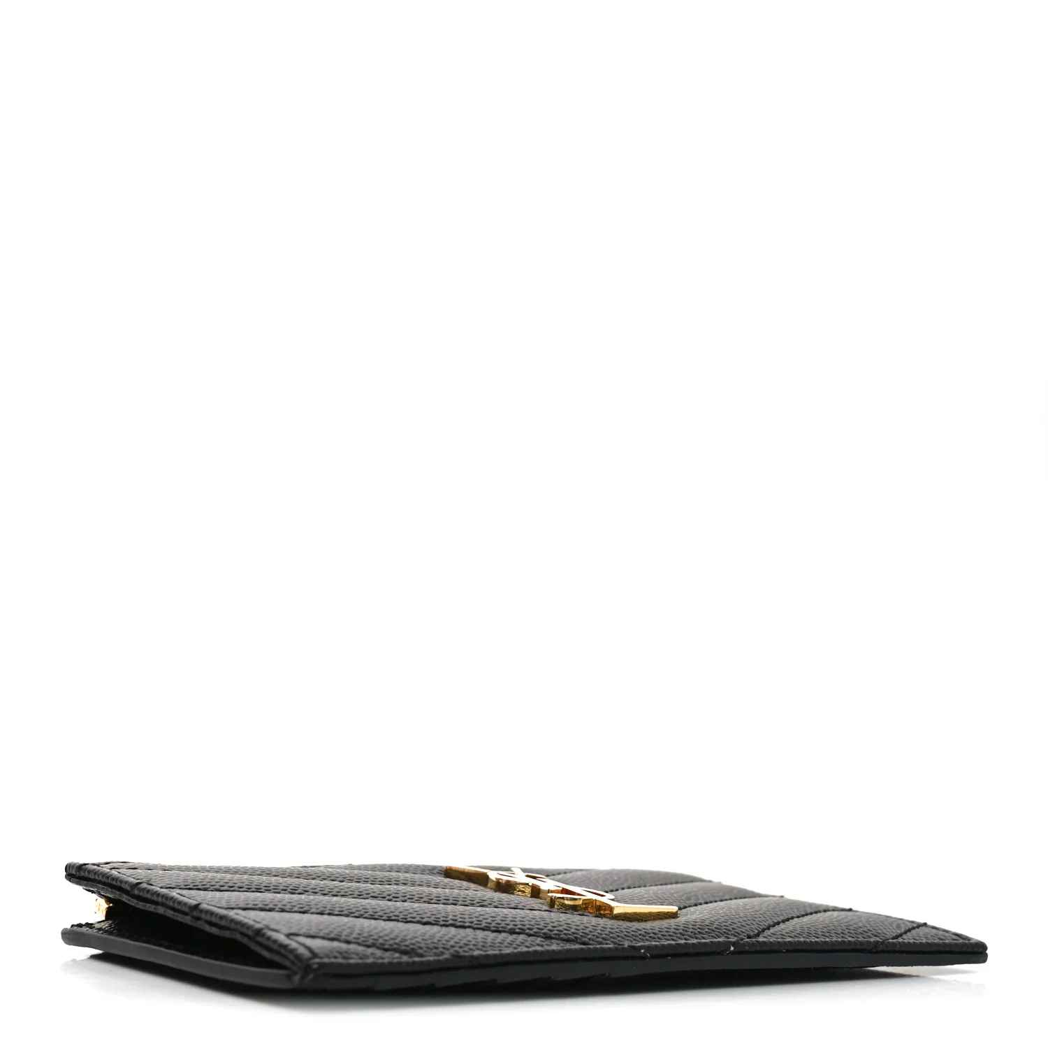 Grain De Poudre Matelasse Chevron Monogram Fragments Zippered Card Case Black - Image 4