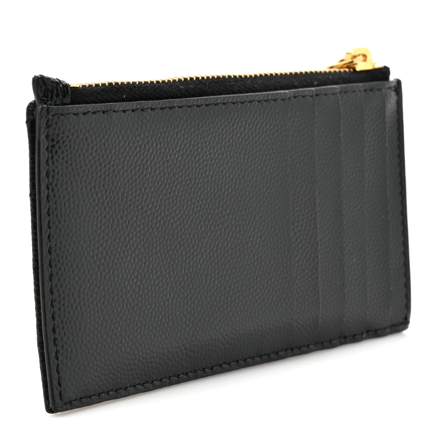 Grain De Poudre Matelasse Chevron Monogram Fragments Zippered Card Case Black - Image 3