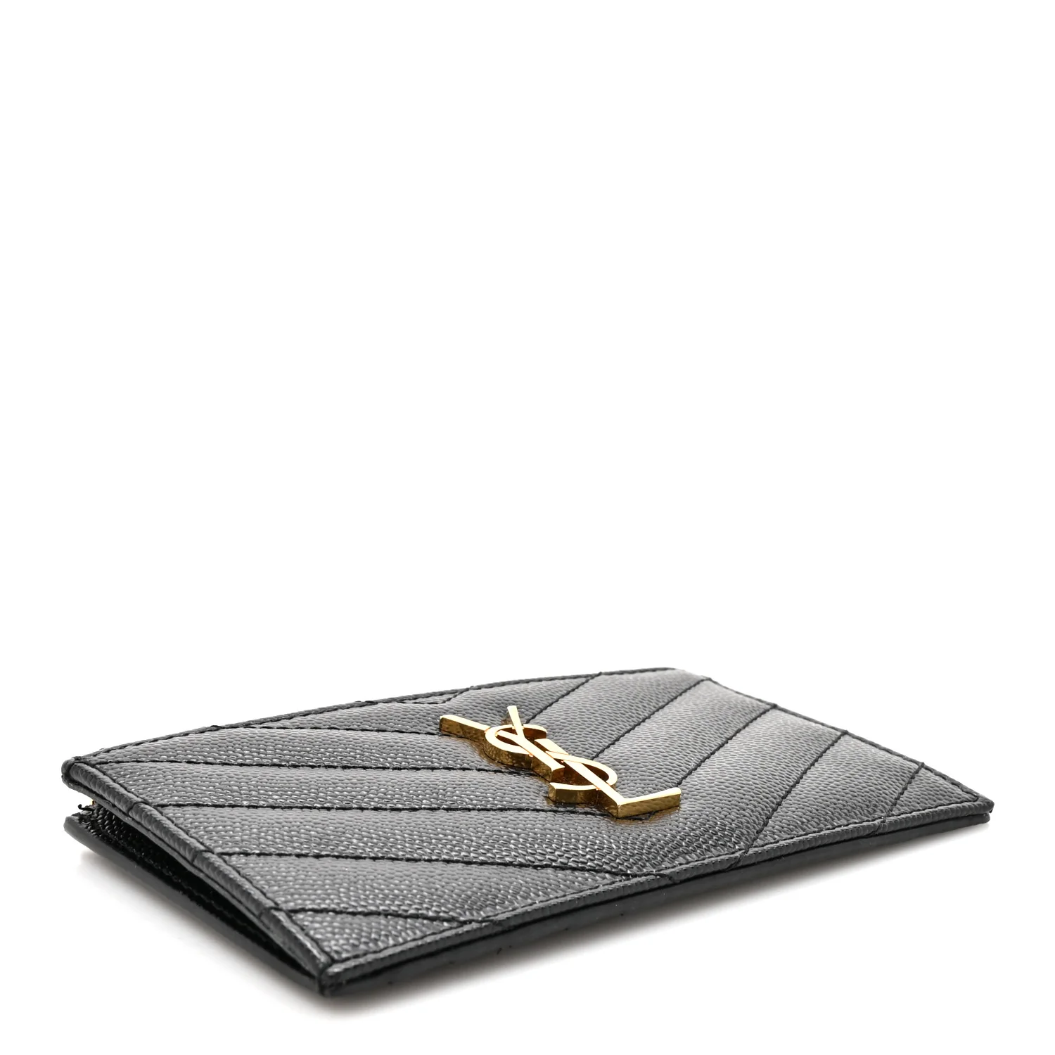 Grain De Poudre Matelasse Chevron Monogram Fragments Zippered Card Case Black - Image 4