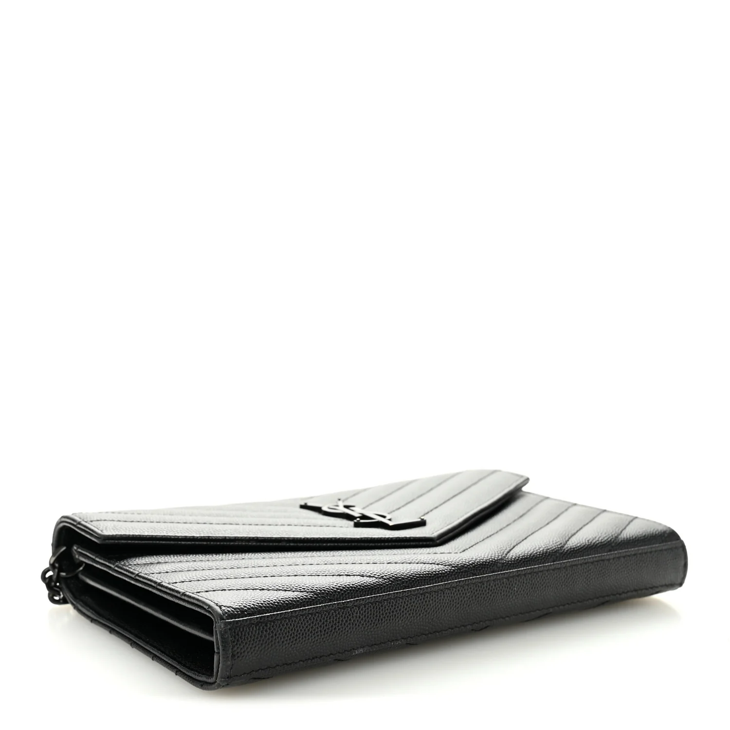 Grain De Poudre Matelasse Chevron Monogram Monochrome Chain Wallet Black - Image 4