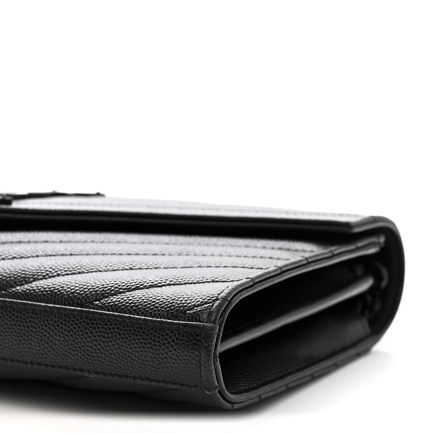 Grain De Poudre Matelasse Chevron Monogram Monochrome Chain Wallet Black - Image 11