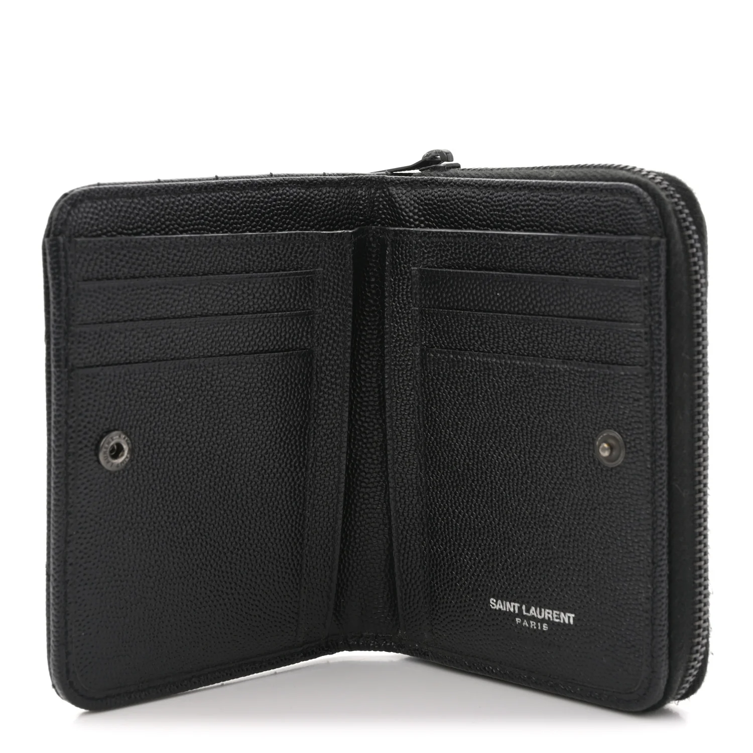 Grain De Poudre Matelasse Chevron Monogram Monochrome Compact Zip Around Wallet Black - Image 5