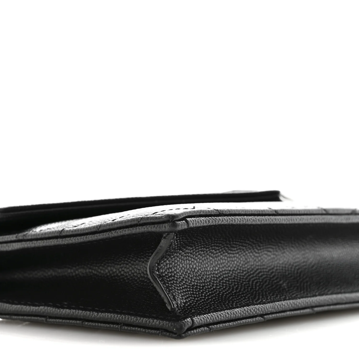 Grain De Poudre Matelasse Chevron Monogram Monochrome Envelope Chain Wallet Black - Image 9
