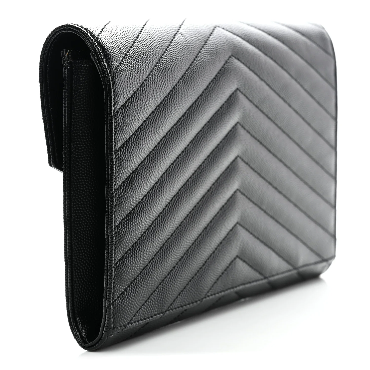 Grain De Poudre Matelasse Chevron Monogram Monochrome Envelope Clutch Black - Image 8