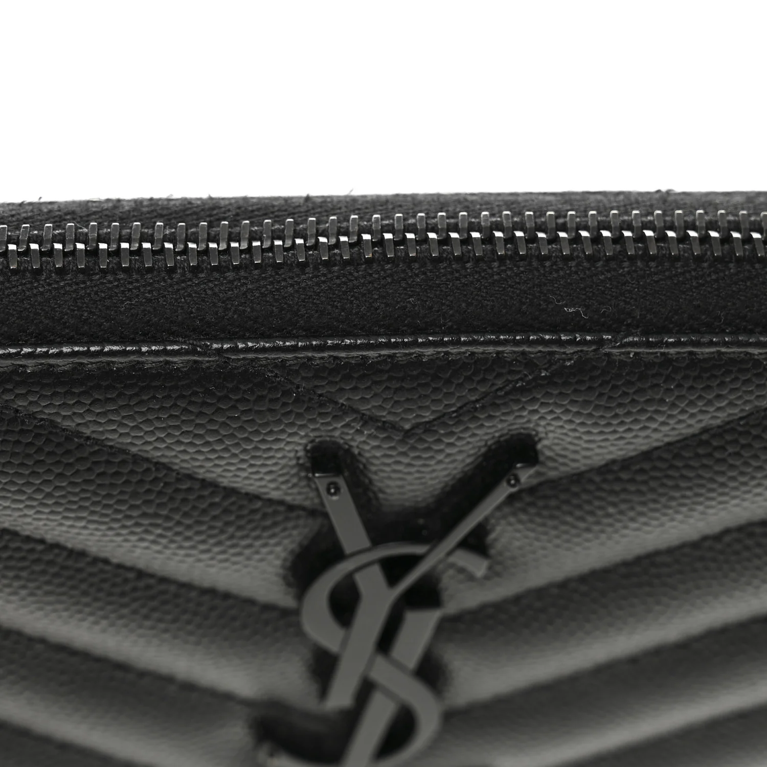 Grain De Poudre Matelasse Chevron Monogram Monochrome Zip Around Wallet Black - Image 5