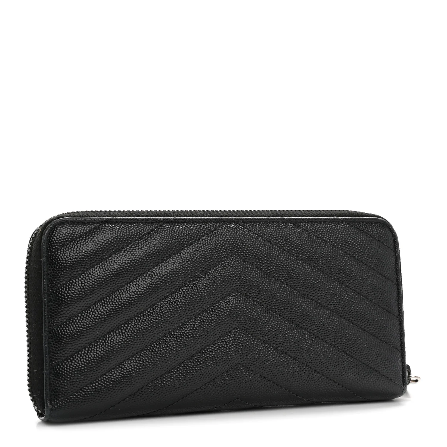Grain De Poudre Matelasse Chevron Monogram Monochrome Zip Around Wallet Black - Image 3