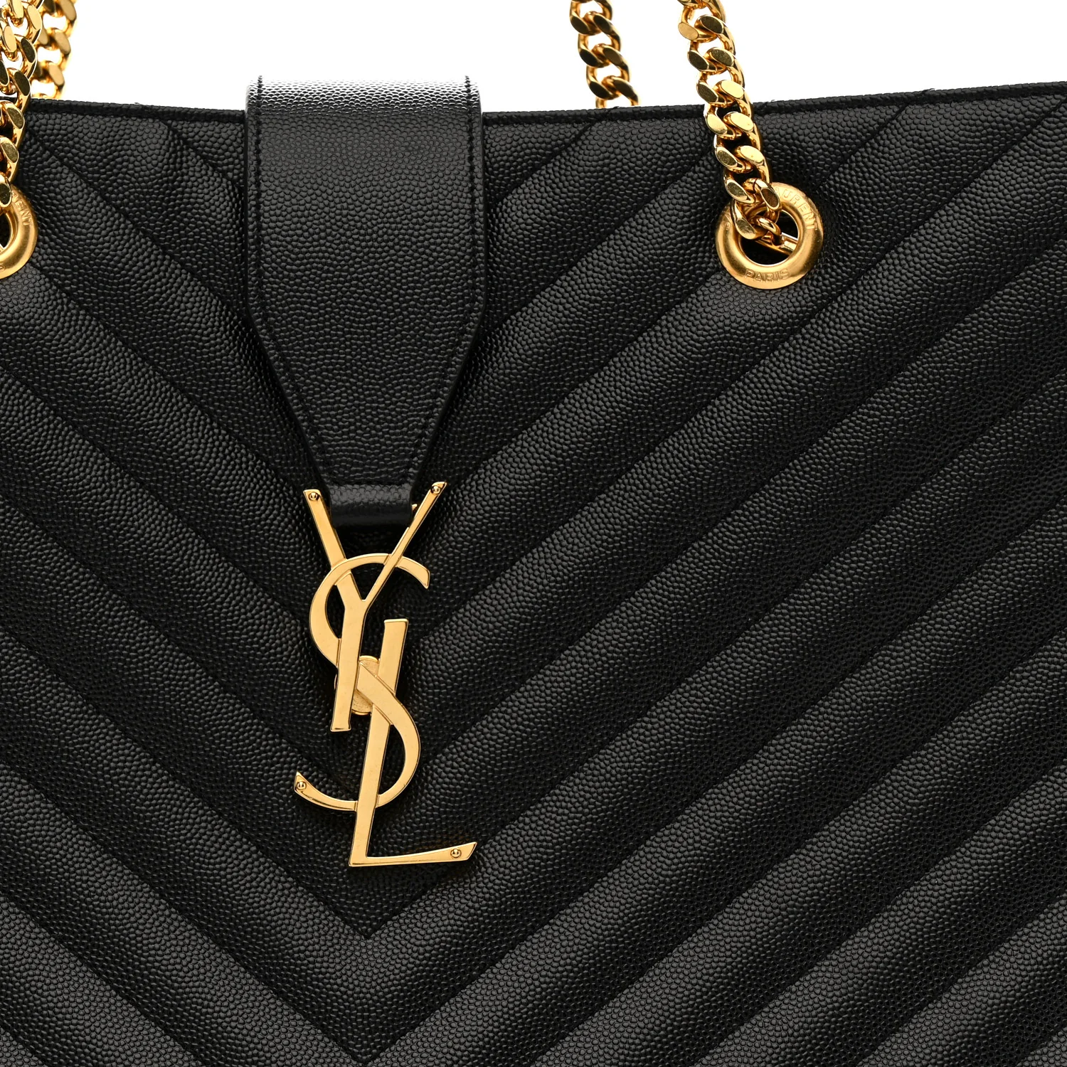 Grain De Poudre Matelasse Chevron Monogram Shopping Bag Black - Image 11