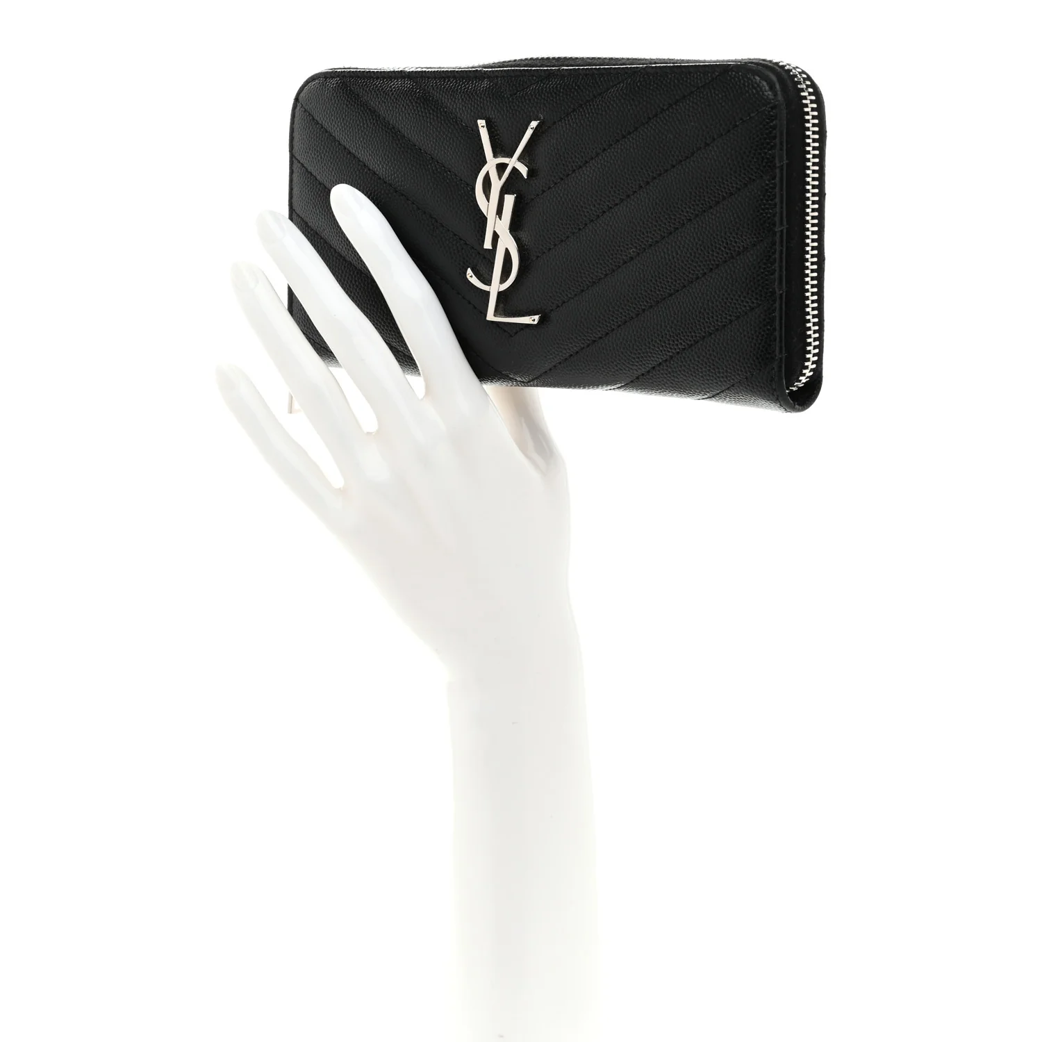 Grain De Poudre Matelasse Chevron Monogram Zip Around Wallet Black - Image 2