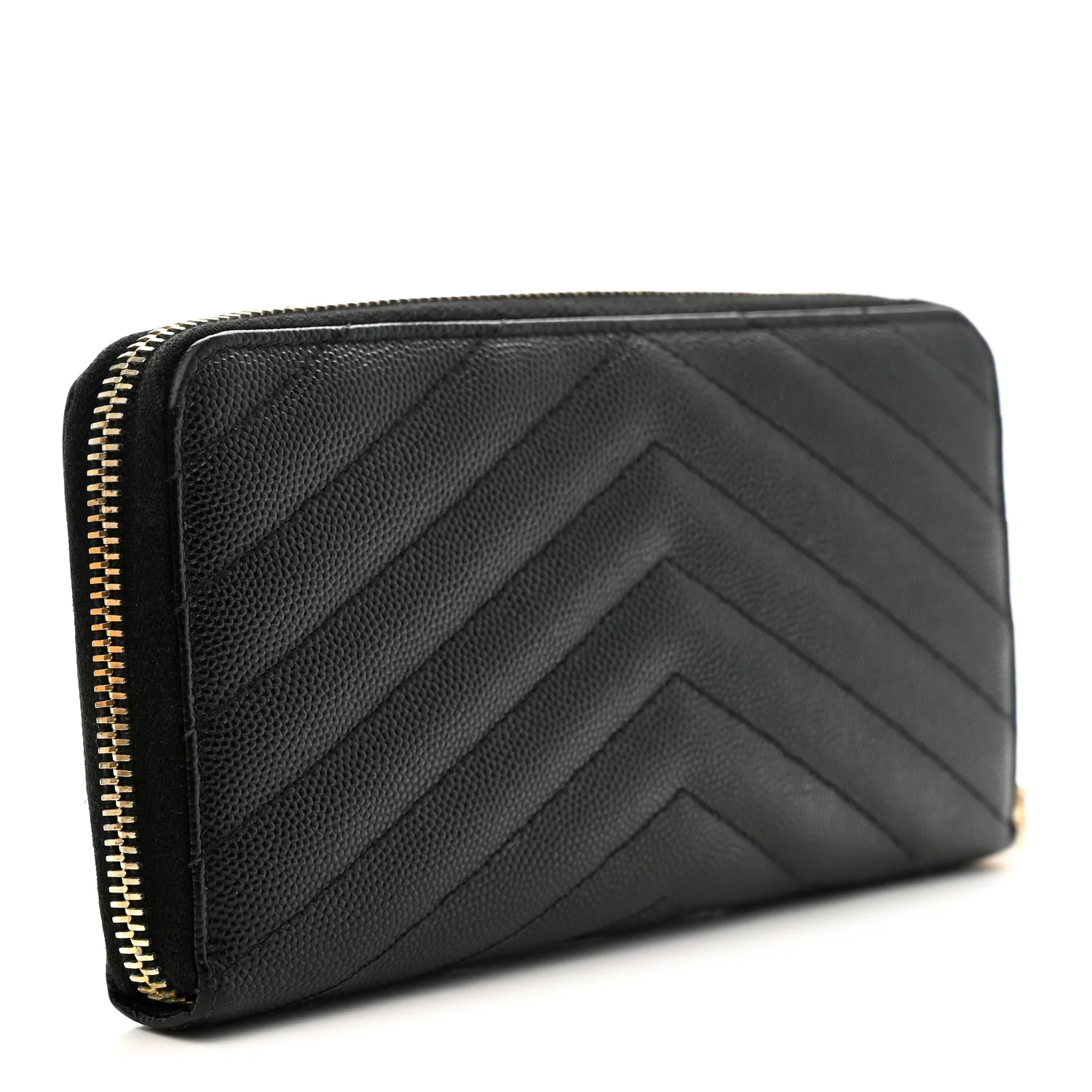 Grain De Poudre Matelasse Chevron Monogram Zip Around Wallet Black - Image 3