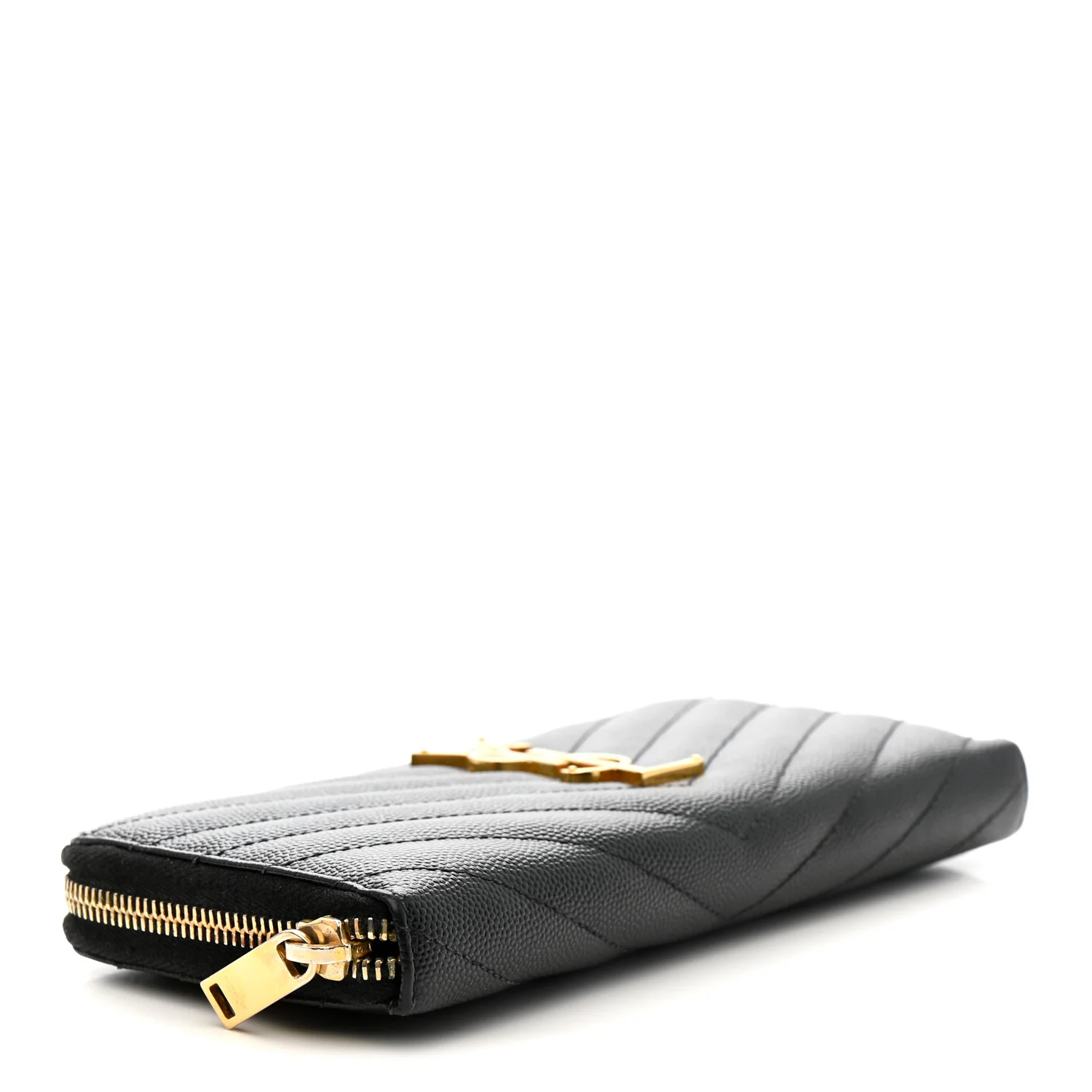 Grain De Poudre Matelasse Chevron Monogram Zip Around Wallet Black - Image 4