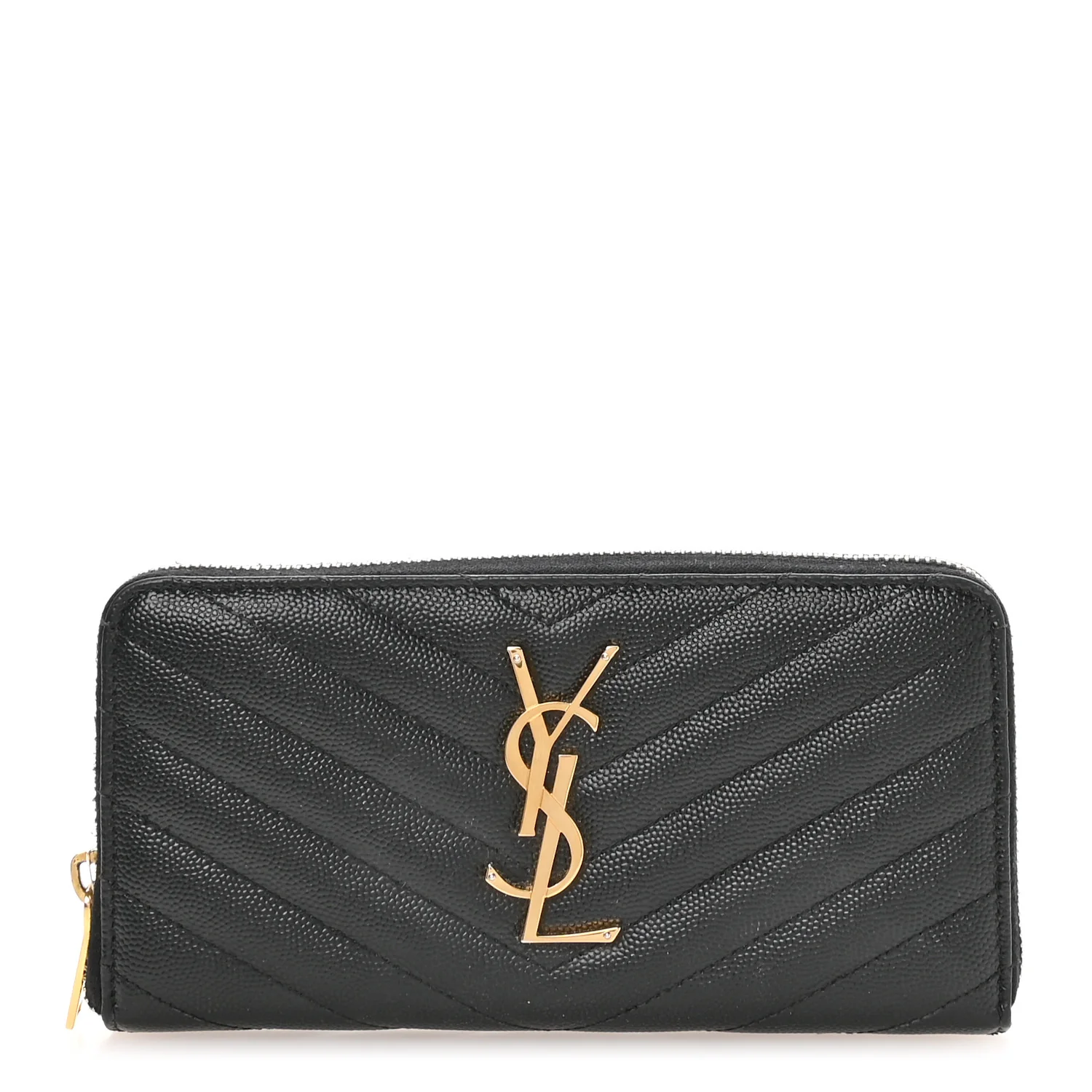 Grain De Poudre Matelasse Chevron Monogram Zip Around Wallet Black