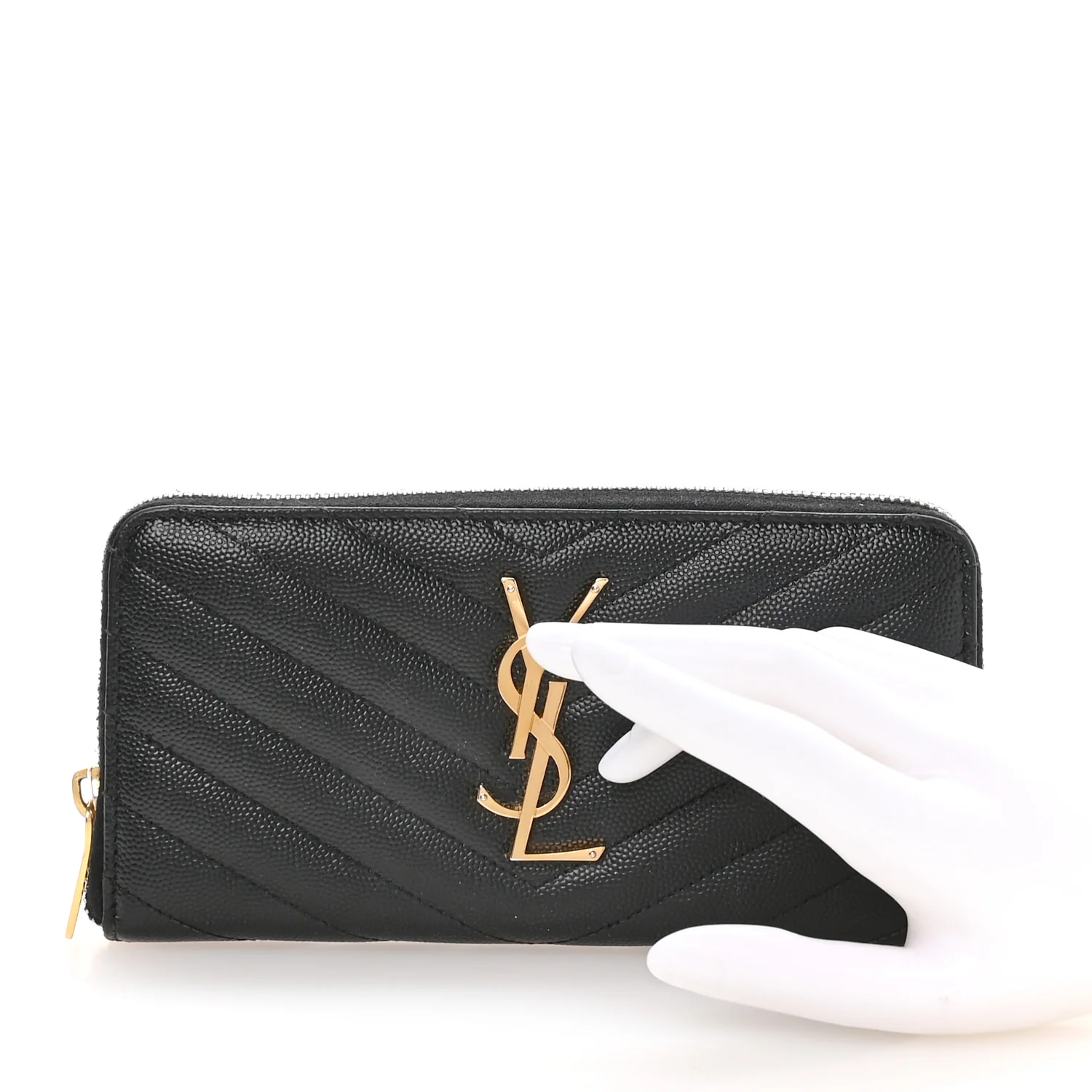 Grain De Poudre Matelasse Chevron Monogram Zip Around Wallet Black - Image 2