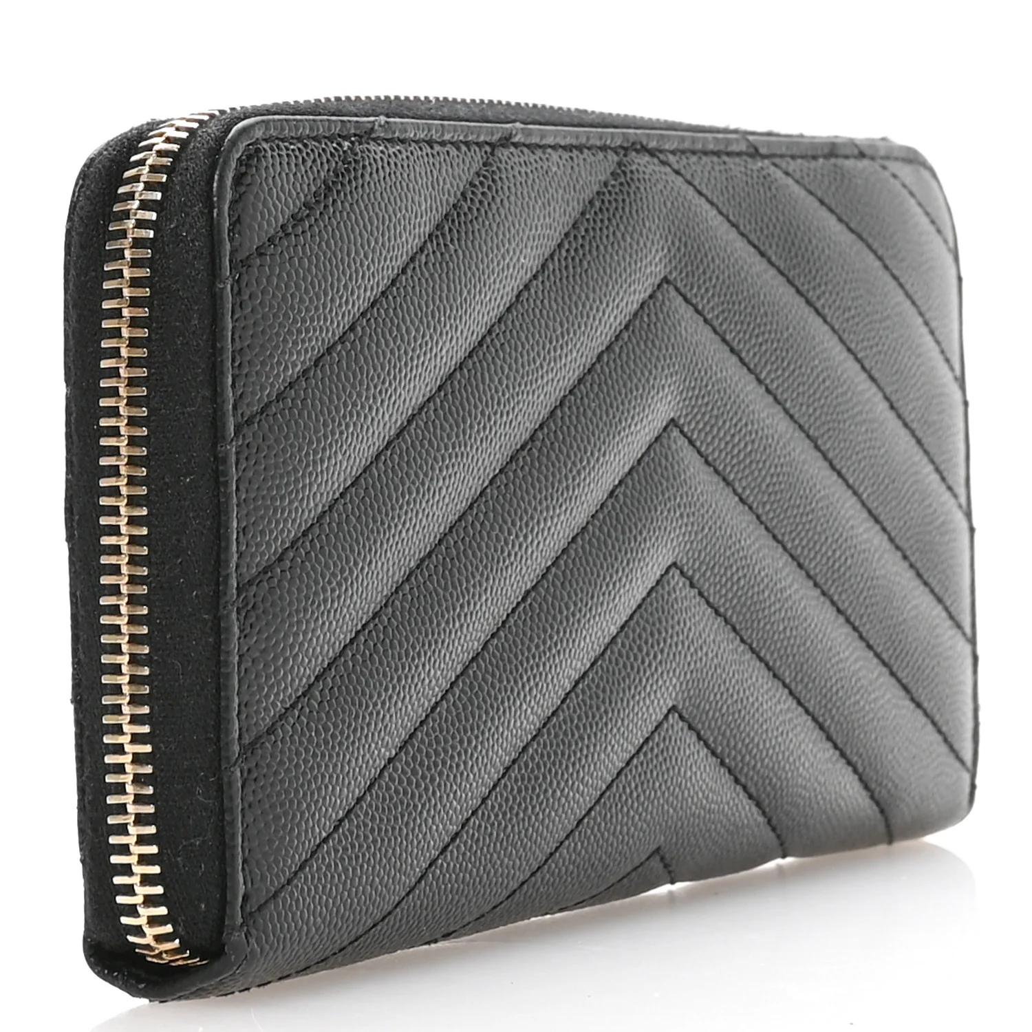 Grain De Poudre Matelasse Chevron Monogram Zip Around Wallet Black - Image 3
