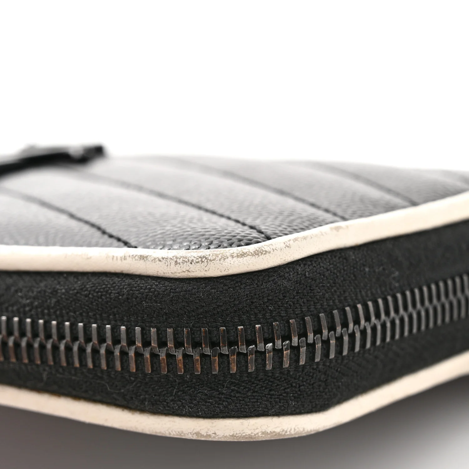 Grain De Poudre Matelasse Chevron Monogram Zip Around Wallet Black Dove White - Image 10