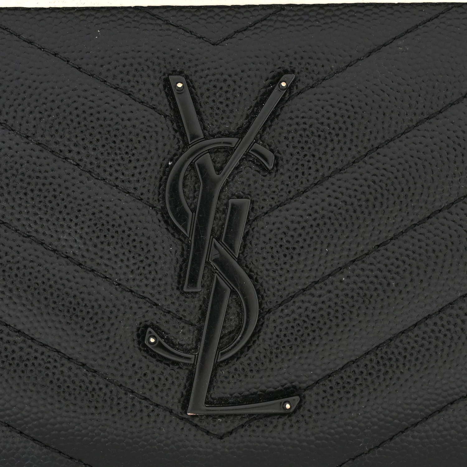 Grain De Poudre Matelasse Chevron Monogram Zip Around Wallet Black Dove White - Image 9