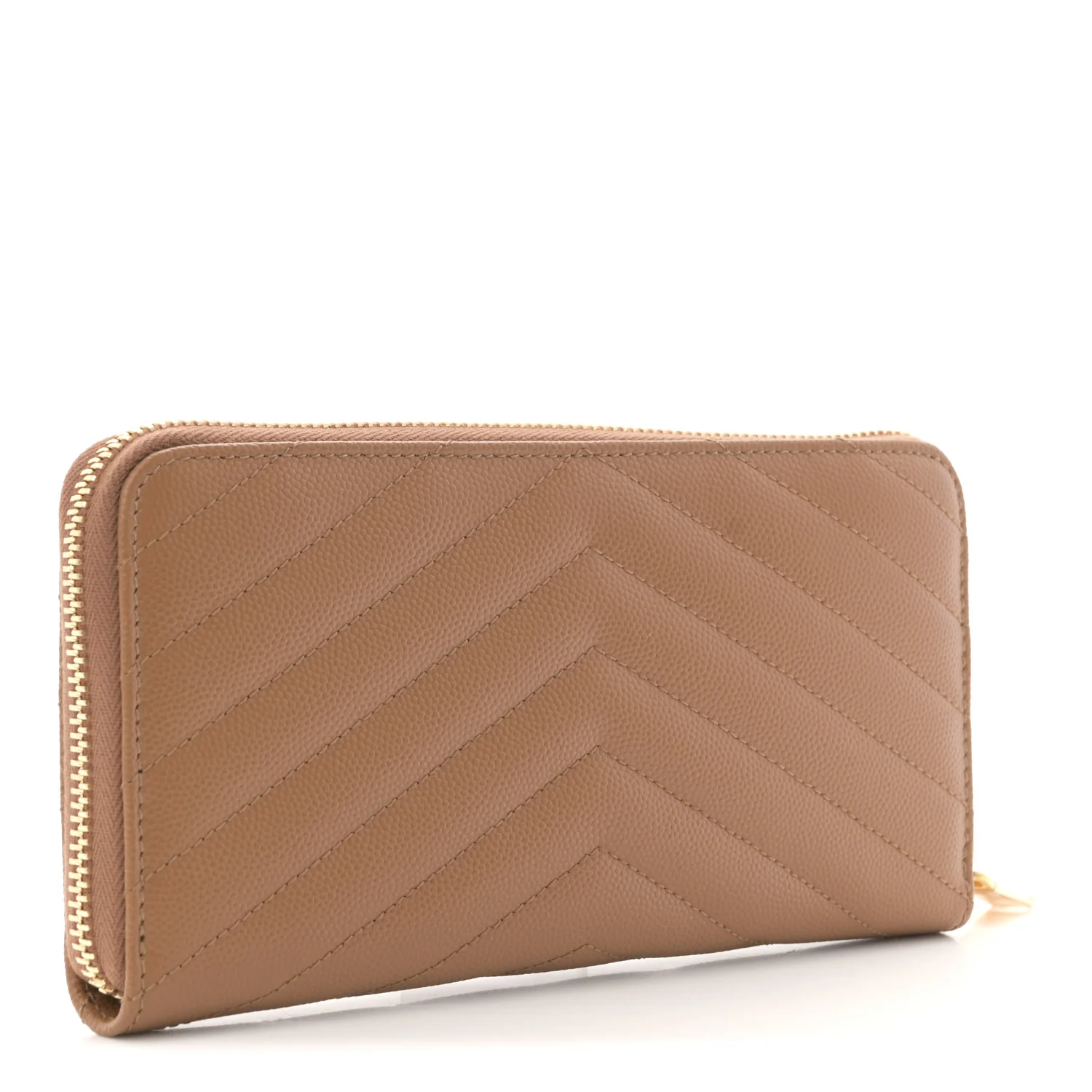 Grain De Poudre Matelasse Chevron Monogram Zip Around Wallet Naturel Dark - Image 3