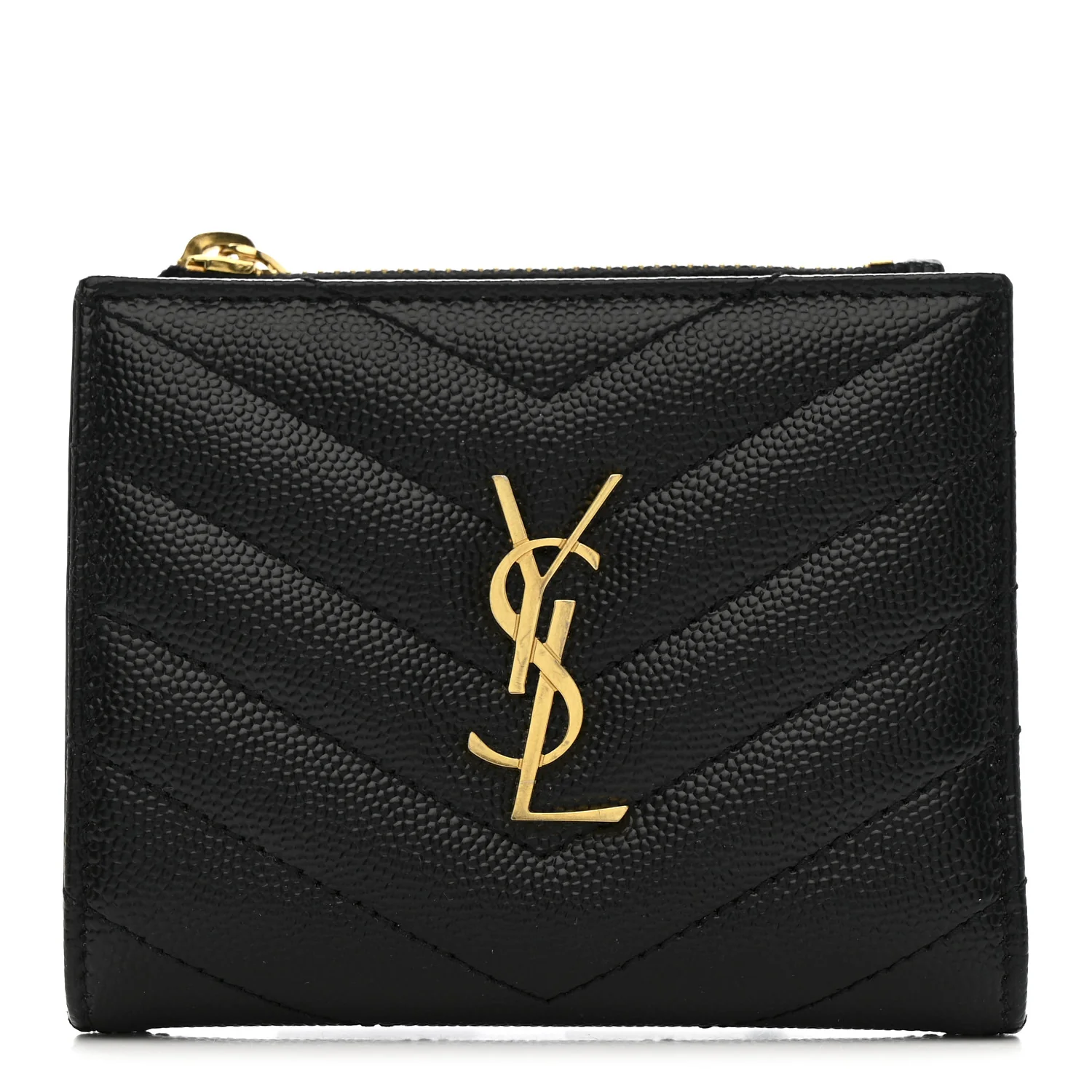 Grain De Poudre Matelasse Chevron Monogram Zipped Card Case Black