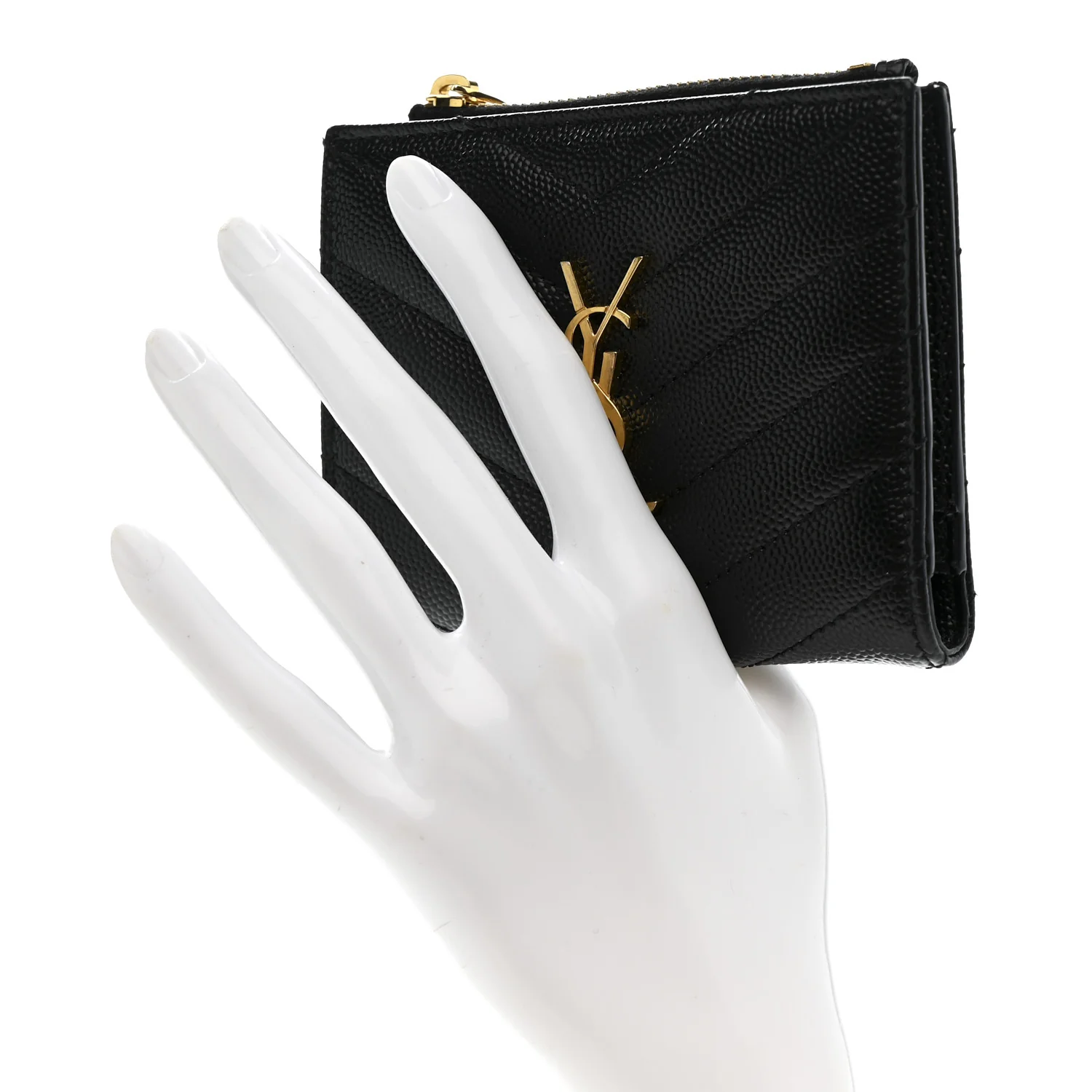 Grain De Poudre Matelasse Chevron Monogram Zipped Card Case Black - Image 2
