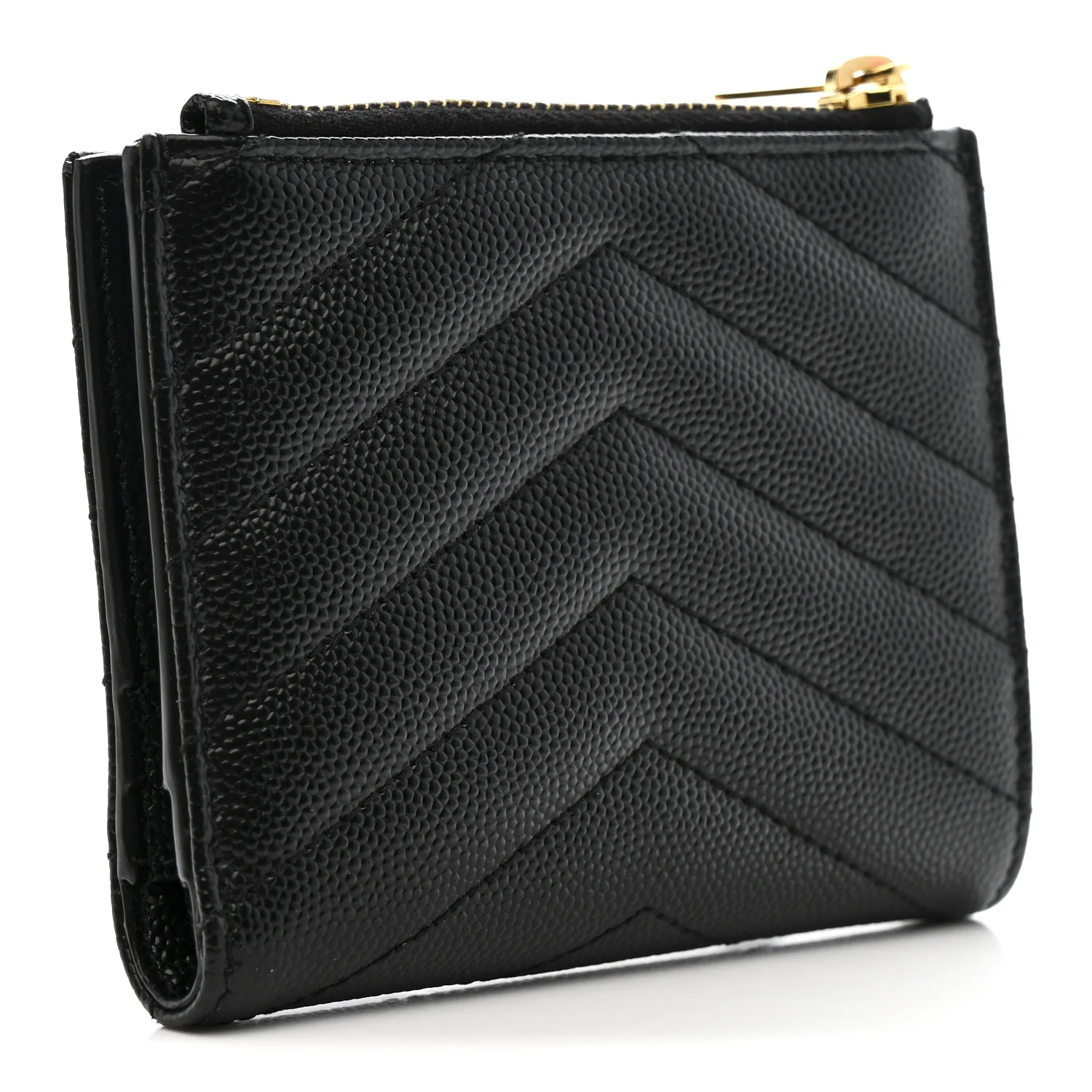 Grain De Poudre Matelasse Chevron Monogram Zipped Card Case Black - Image 3
