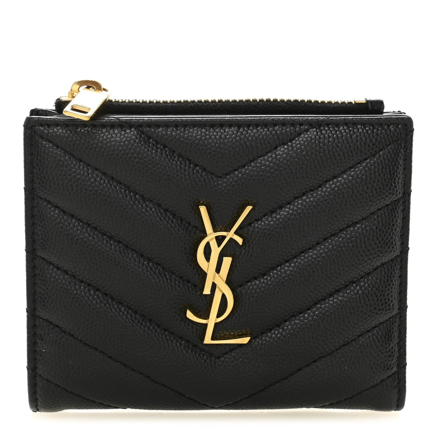 Grain De Poudre Matelasse Chevron Monogram Zipped Card Case Black