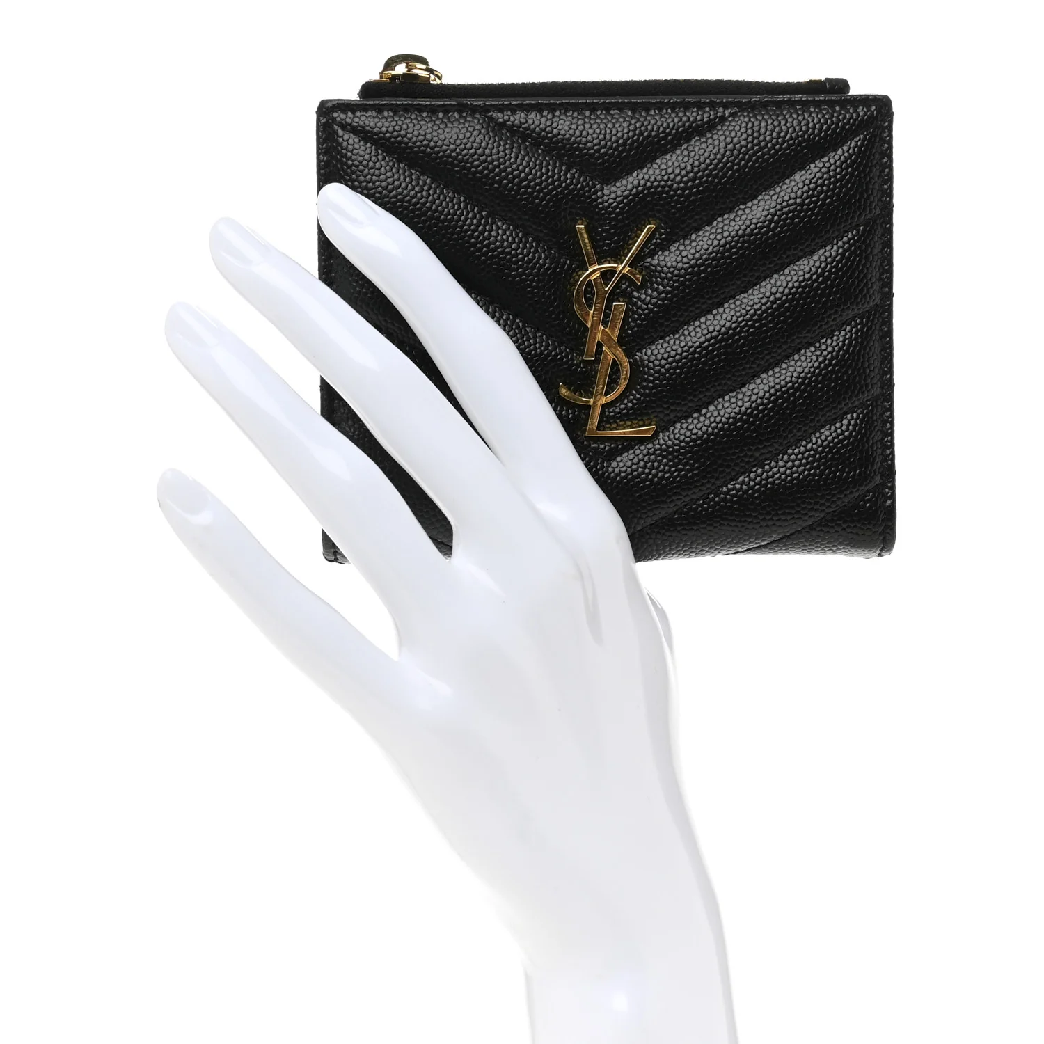 Grain De Poudre Matelasse Chevron Monogram Zipped Card Case Black - Image 2