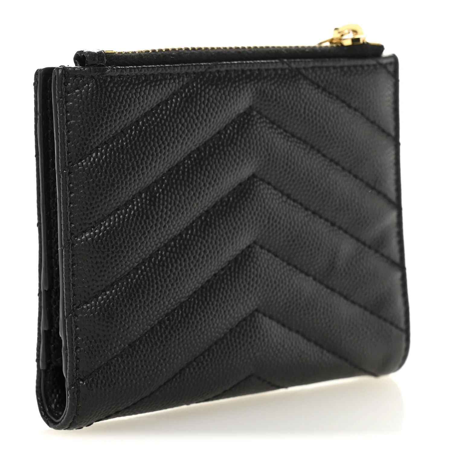 Grain De Poudre Matelasse Chevron Monogram Zipped Card Case Black - Image 3