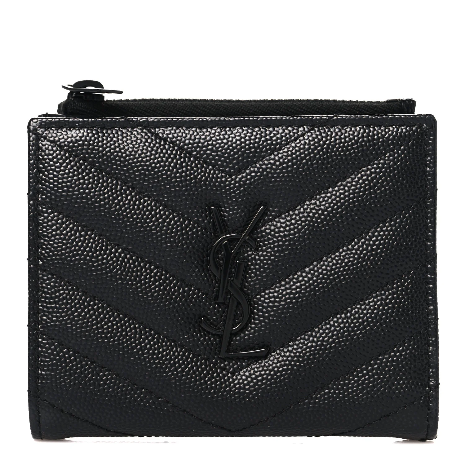 Grain De Poudre Matelasse Chevron Monogram Zipped Card Case Black