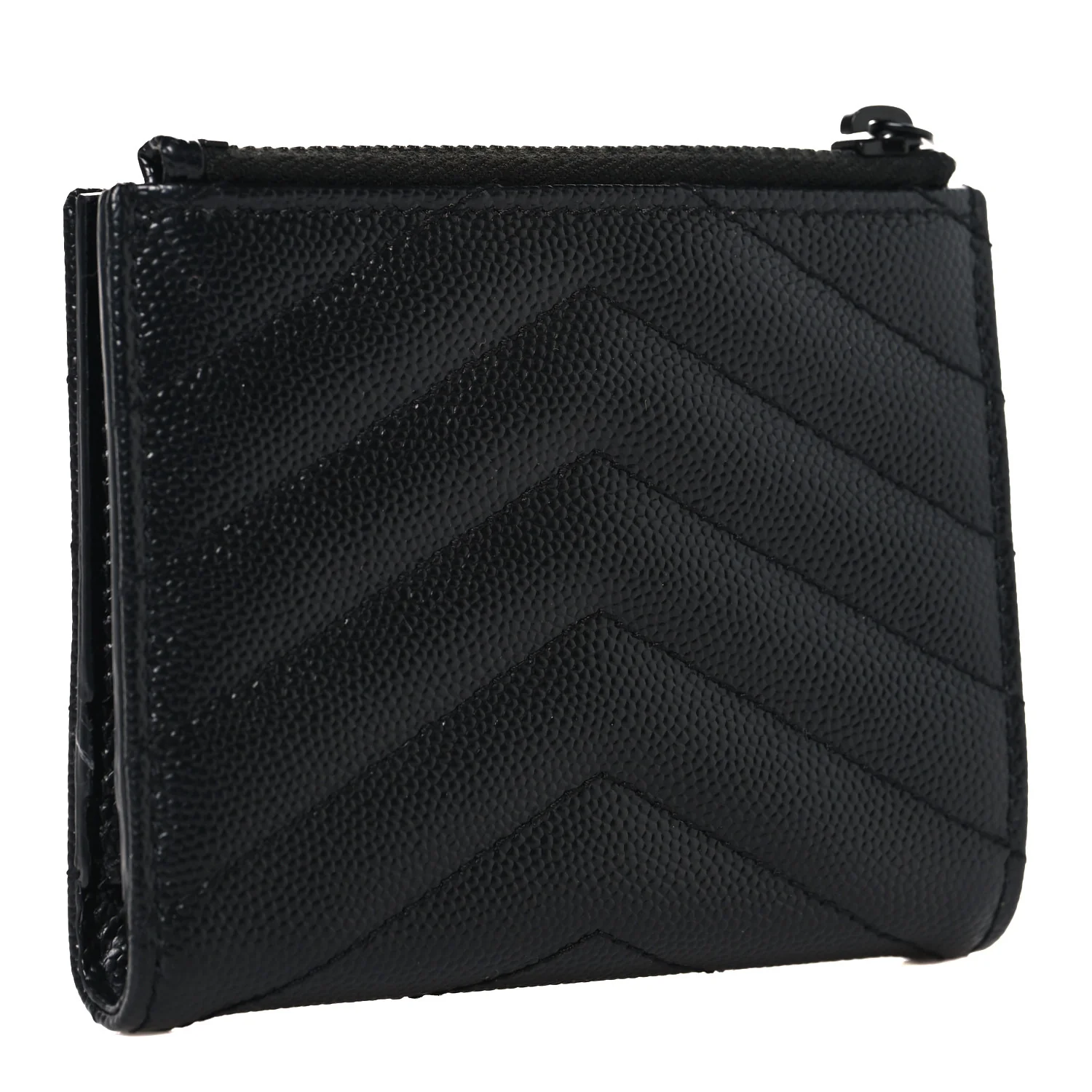 Grain De Poudre Matelasse Chevron Monogram Zipped Card Case Black - Image 3
